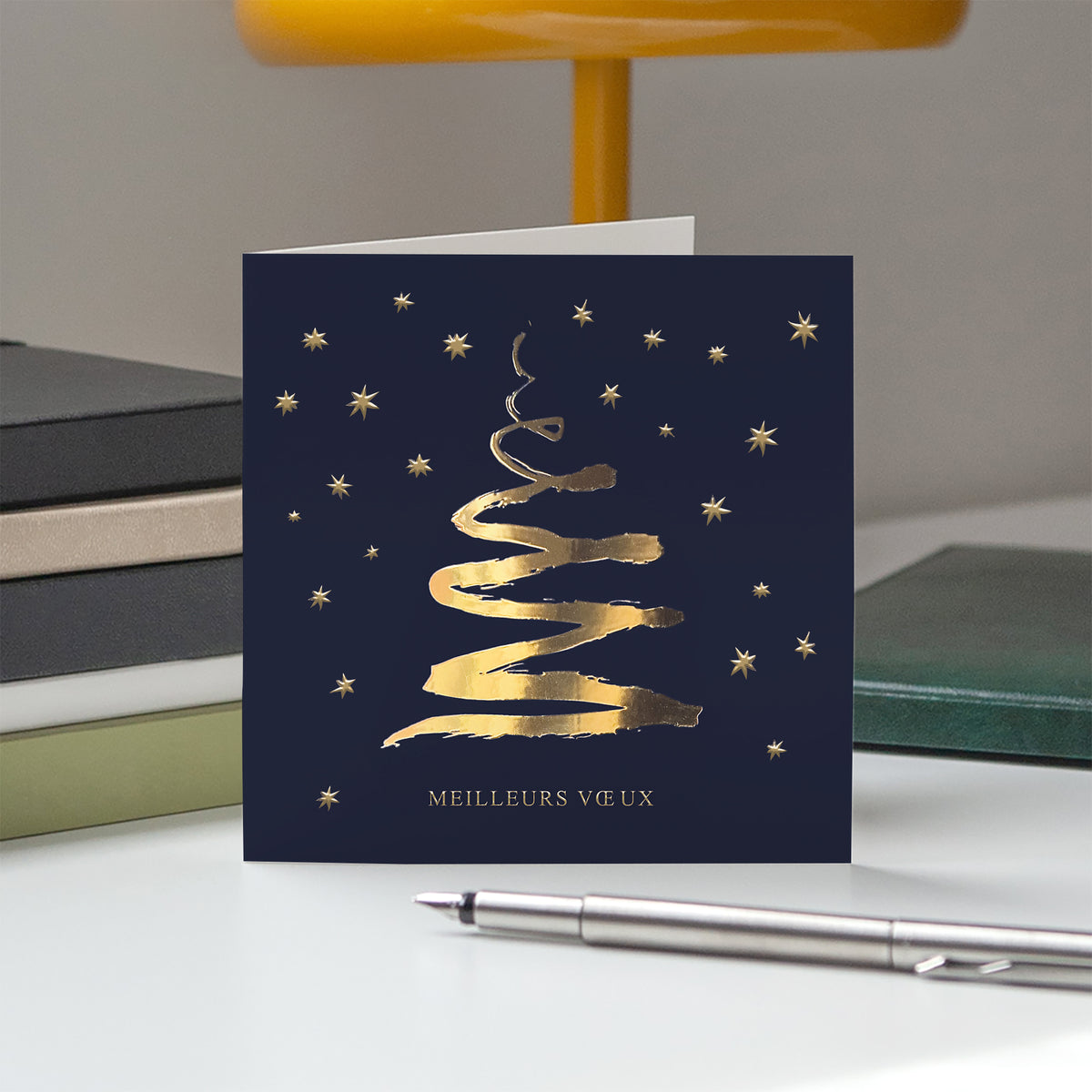 Le sapin d'or | Vœux professionnels • Carte de voeux dorure • Carrée pliable photo N° 5