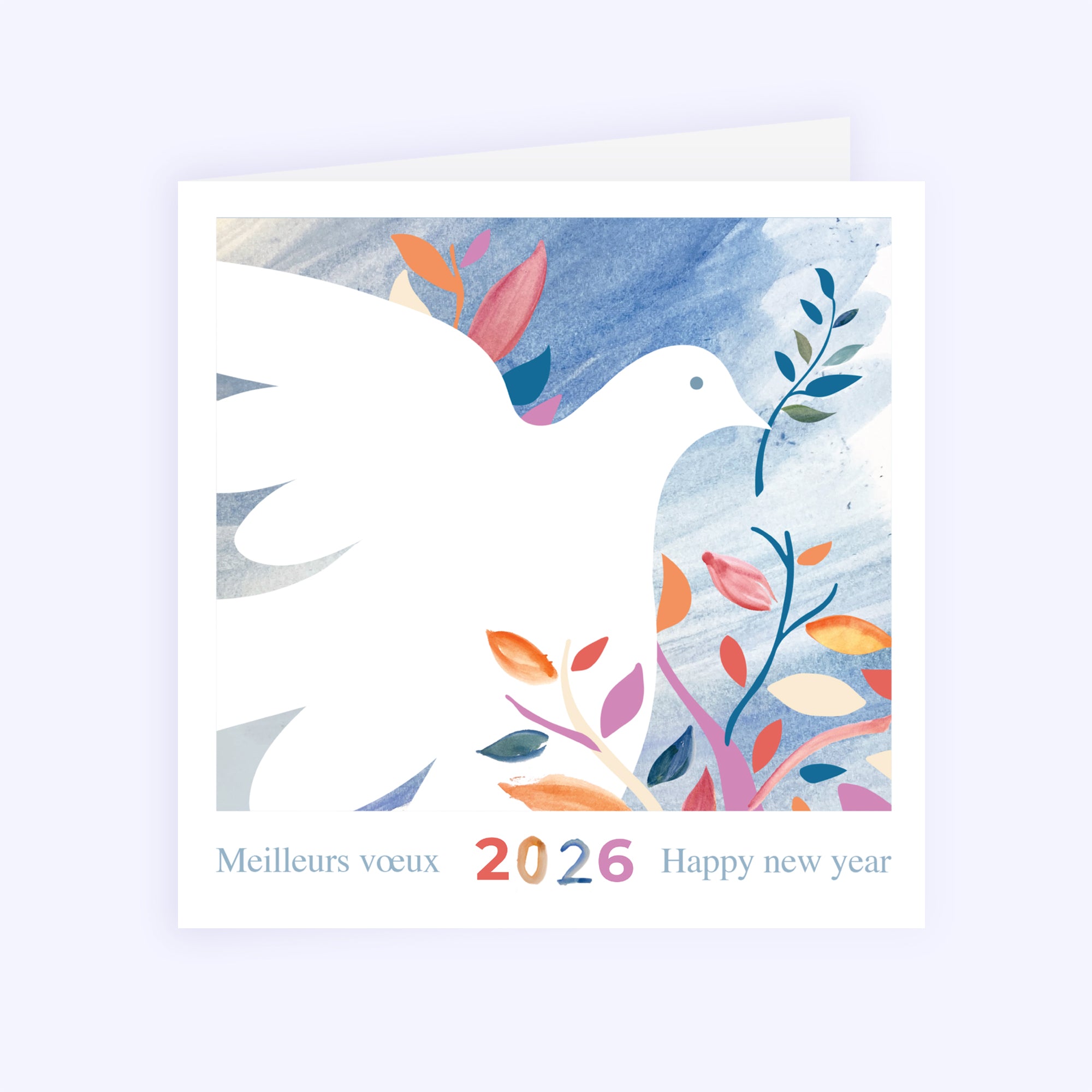 Colombe aquarelle | Vœux professionnels • Carte de voeux • Carré double photo N° 1