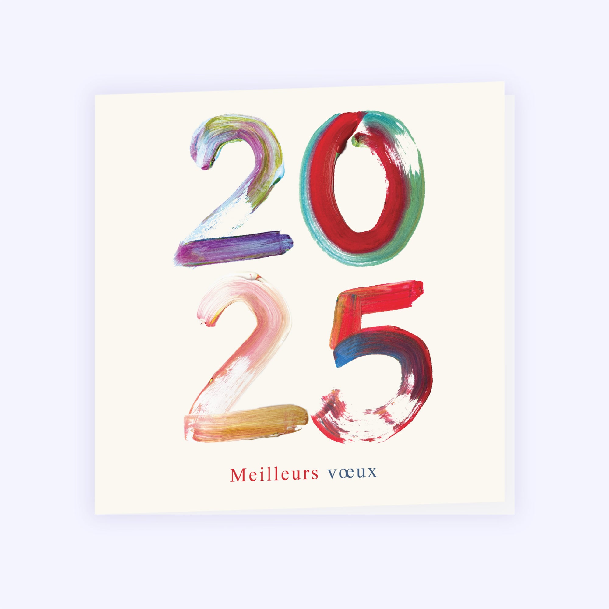 Millésime au pinceau | Vœux professionnels • Carte de voeux • Carré double photo N° 1