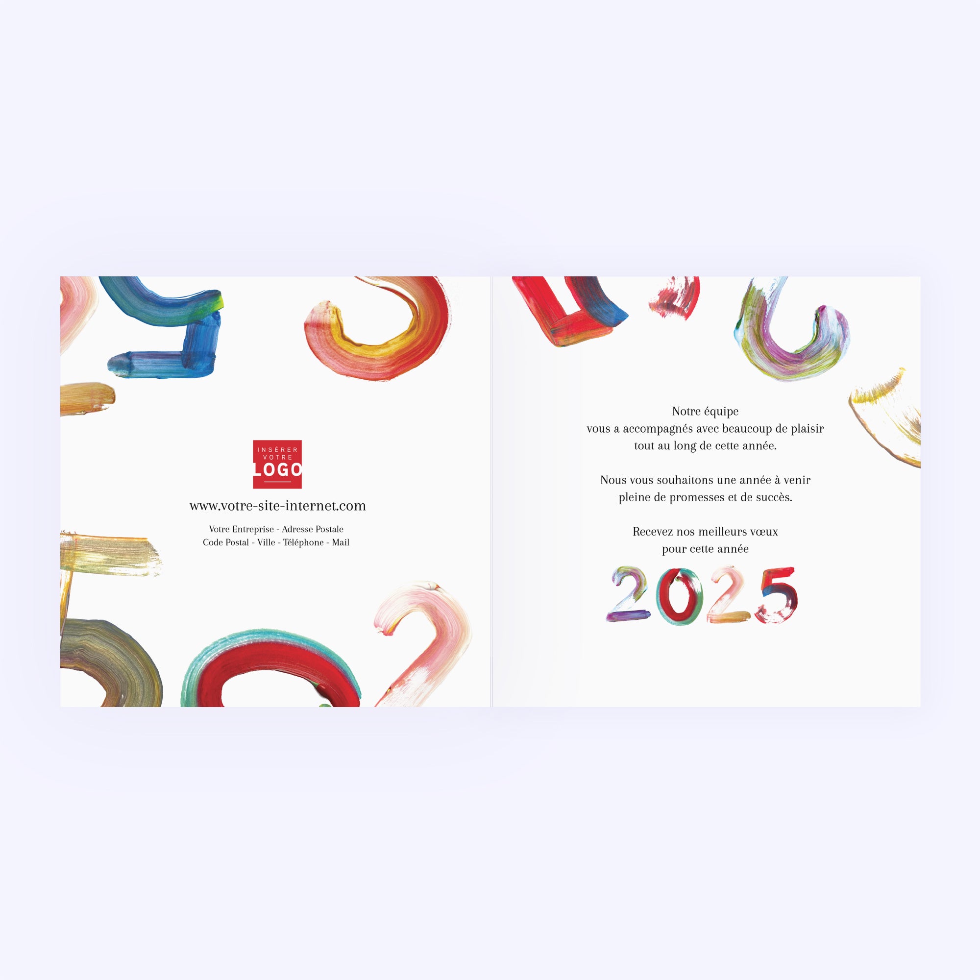 Millésime au pinceau | Vœux professionnels • Carte de voeux • Carré double photo N° 2