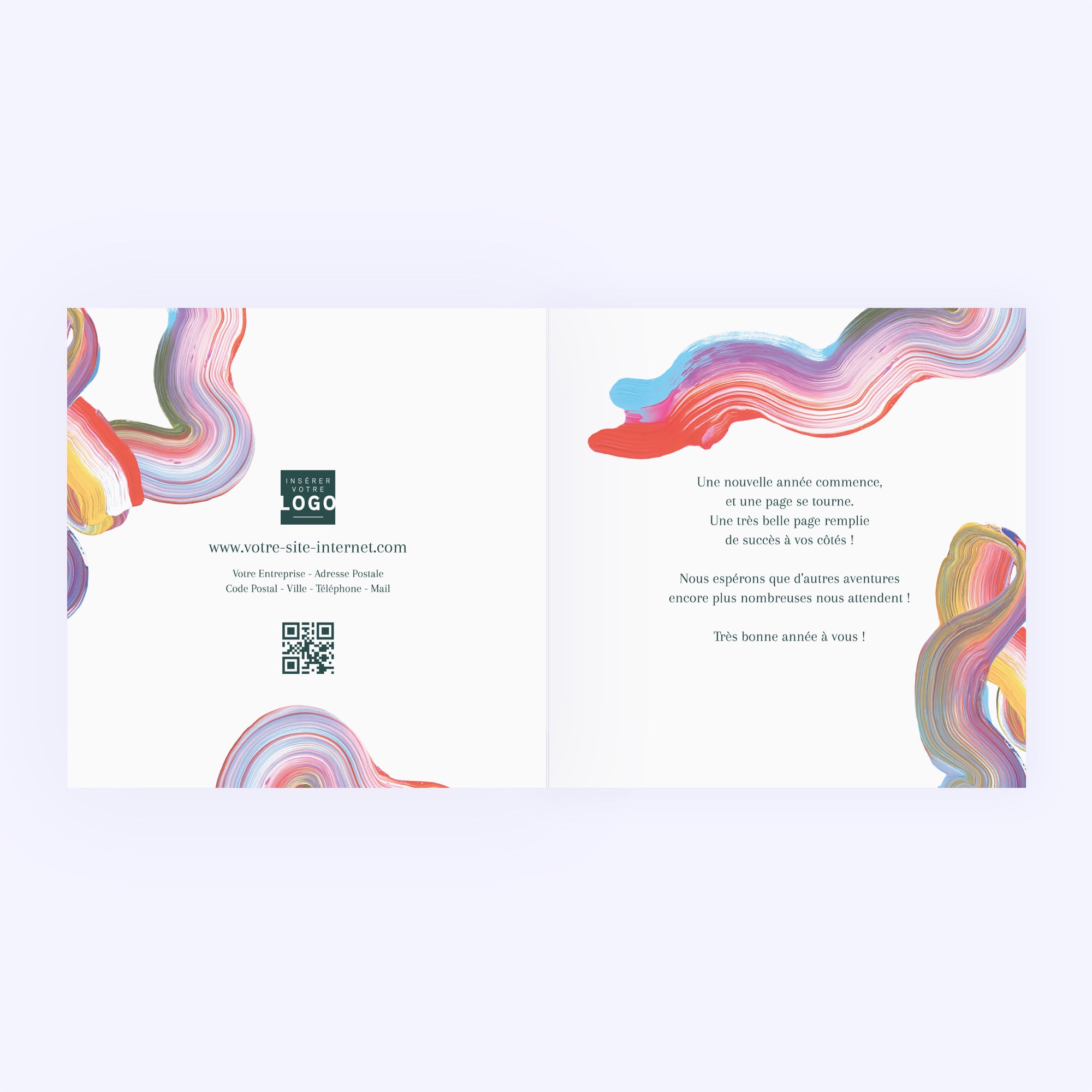 Vœux colorés | Vœux professionnels • Carte de voeux • Carré double photo N° 2