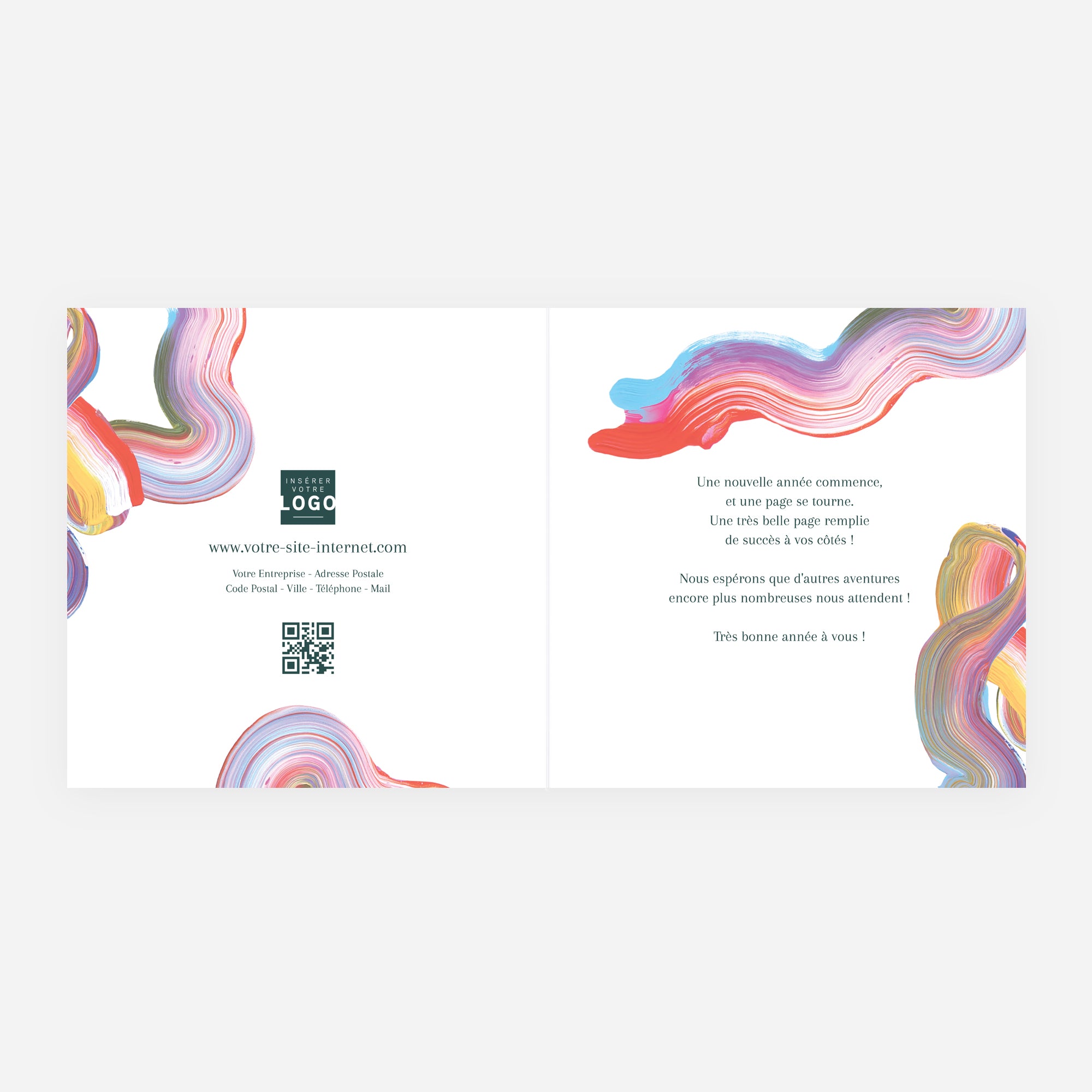 Vœux colorés | Vœux professionnels • Carte de voeux • Carré double photo N° 2