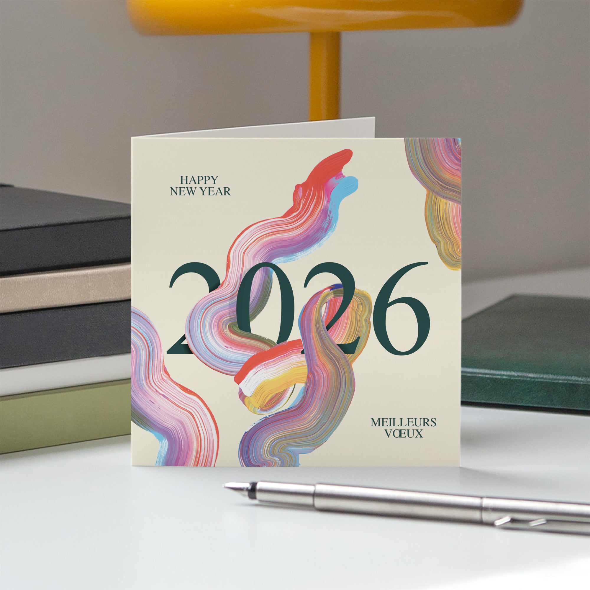 Vœux colorés | Vœux professionnels • Carte de voeux • Carré double photo N° 5