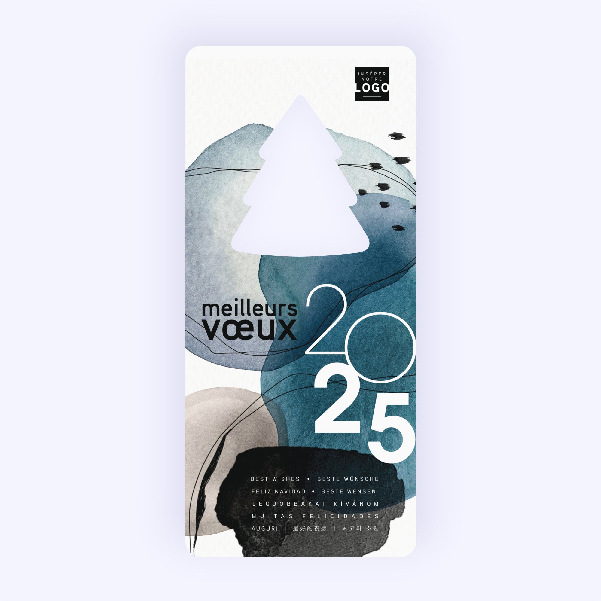 Tâches d'aquarelle | Vœux professionnels • Carte de voeux • Vertical sapin photo N° 1