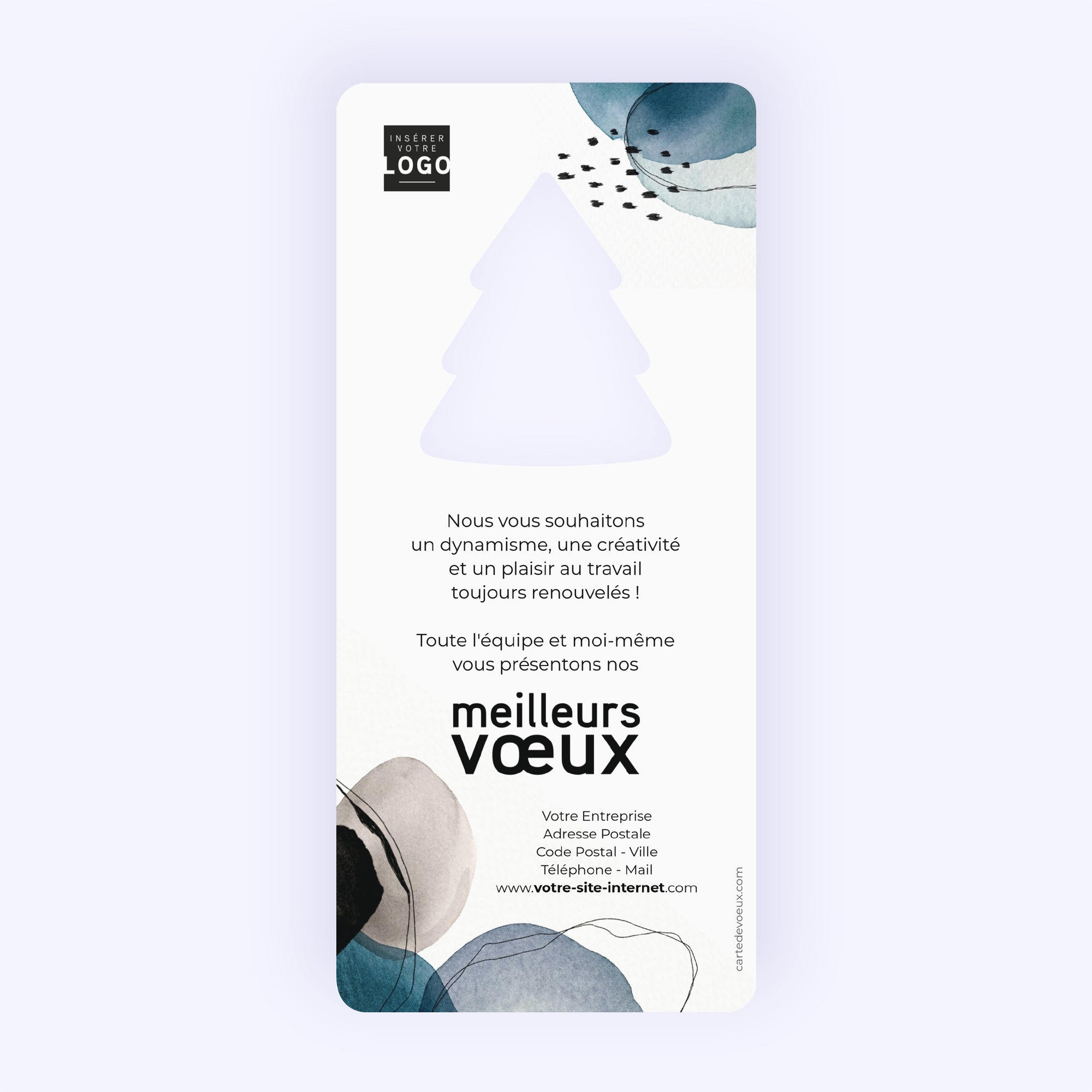 Tâches d'aquarelle | Vœux professionnels • Carte de voeux • Vertical sapin photo N° 2