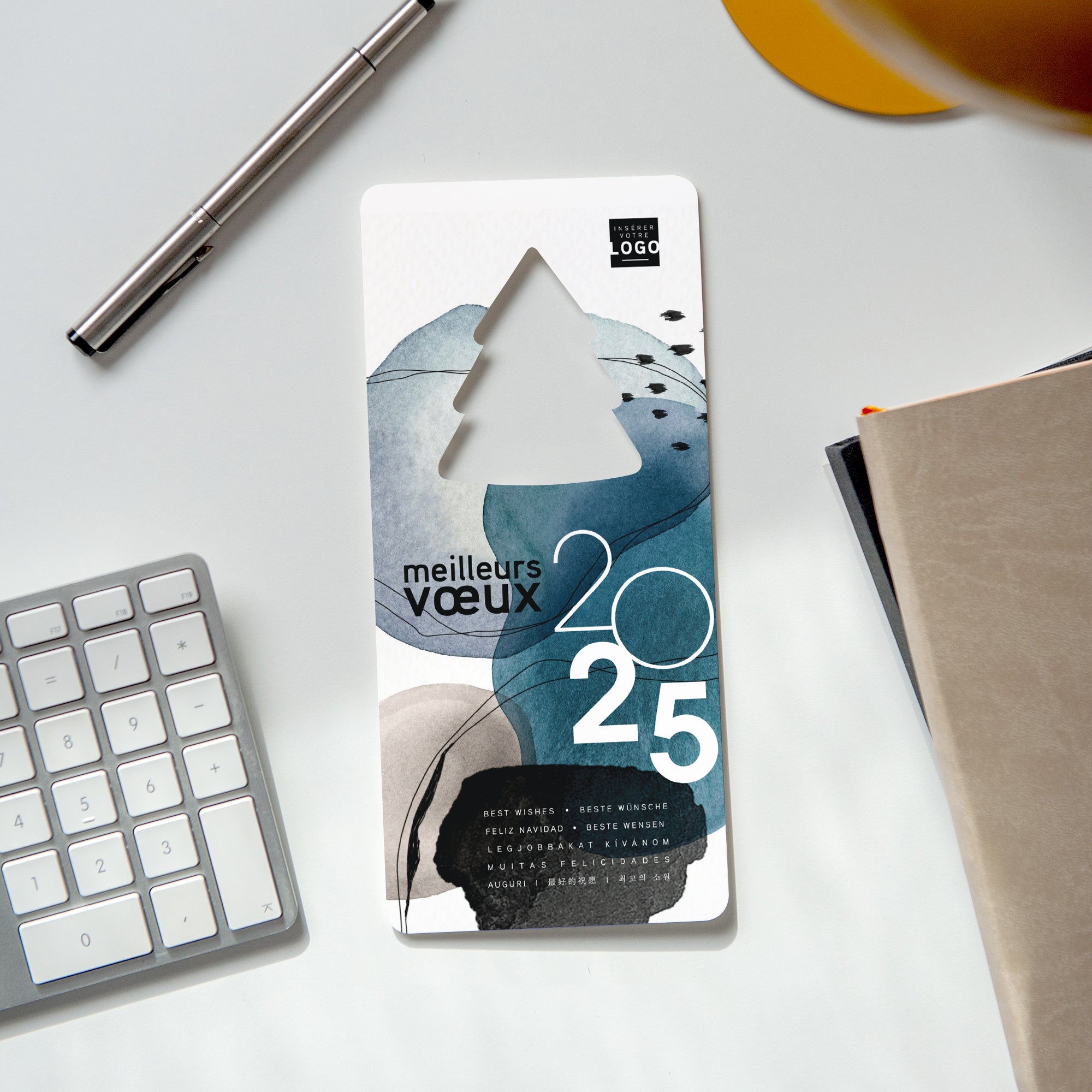 Tâches d'aquarelle | Vœux professionnels • Carte de voeux • Vertical sapin photo N° 4