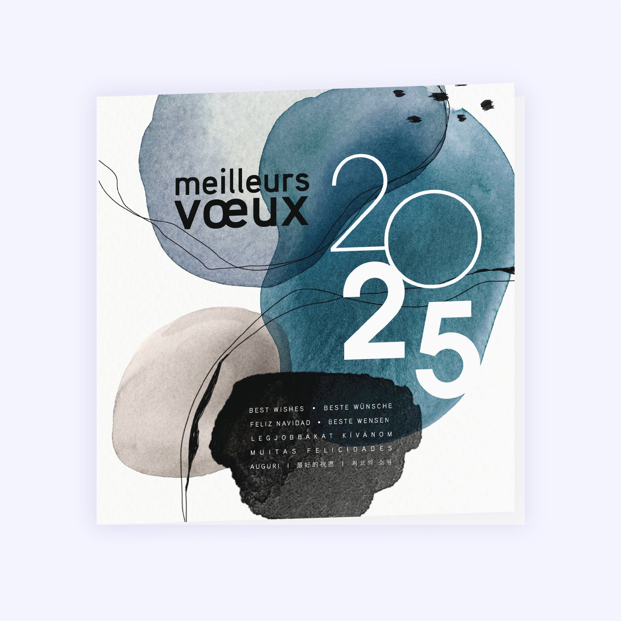 Tâches d'aquarelle | Vœux professionnels • Carte de voeux • Carré double photo N° 1