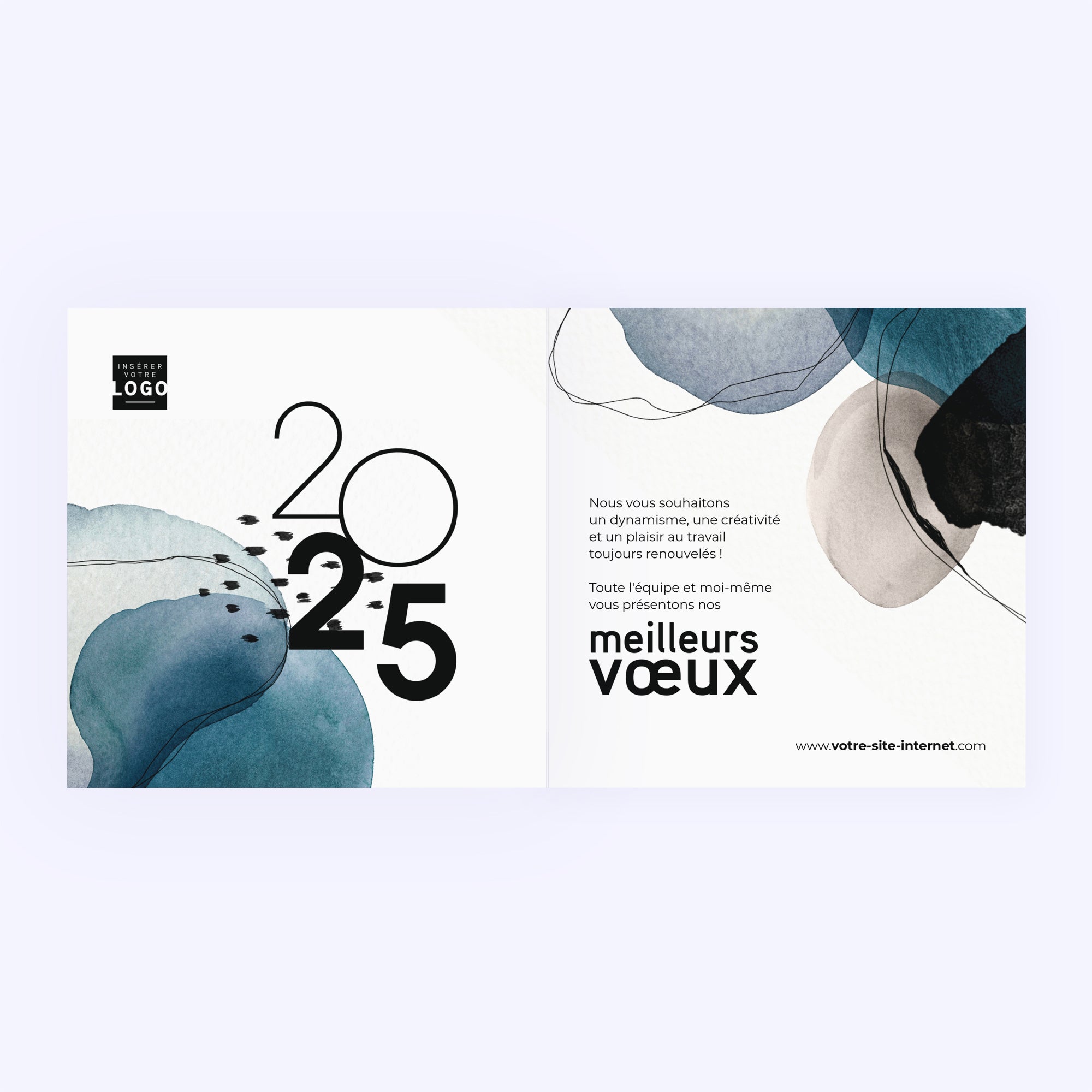 Tâches d'aquarelle | Vœux professionnels • Carte de voeux • Carré double photo N° 2