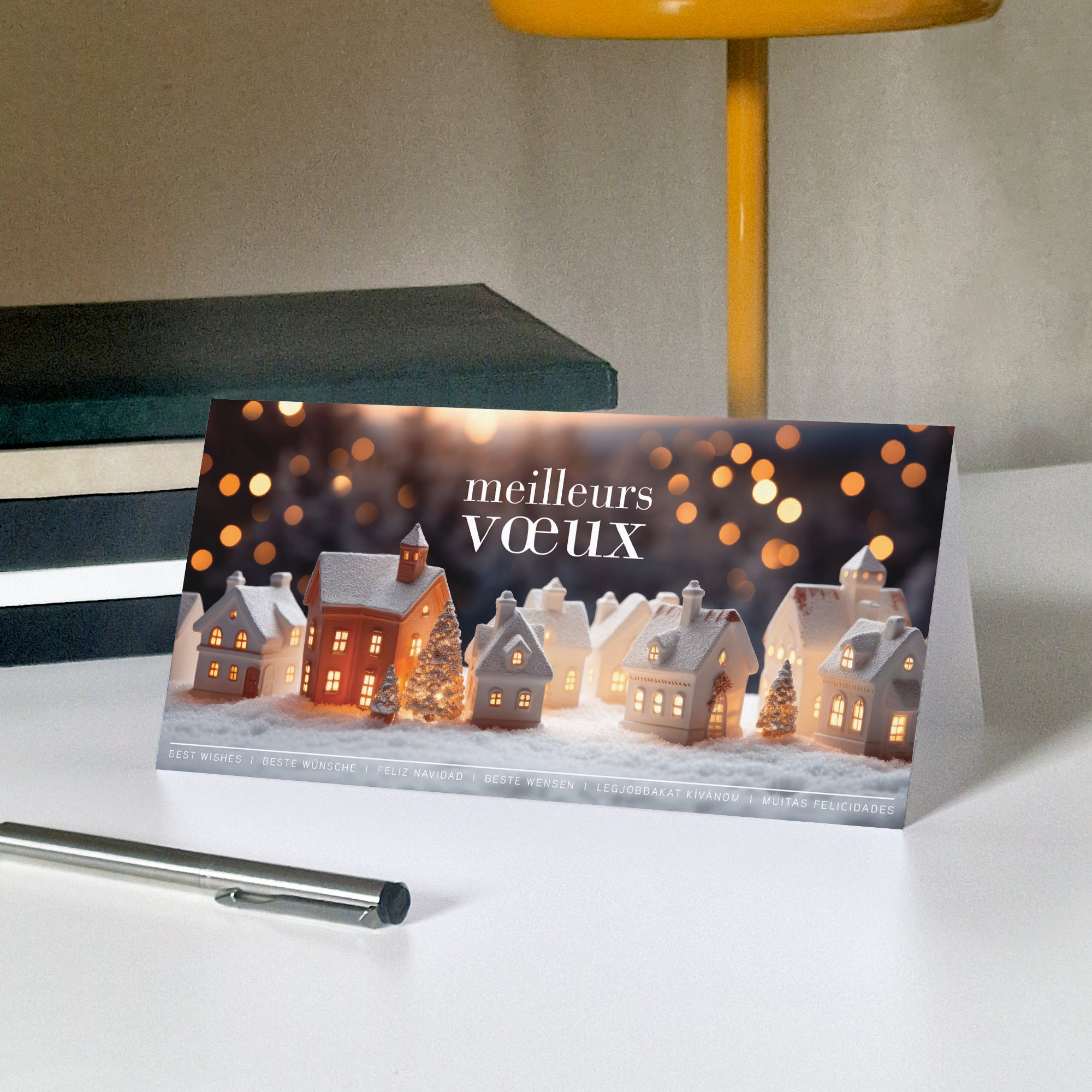 Village de Noël | Vœux professionnels • Carte de voeux • Rectangle double photo N° 5