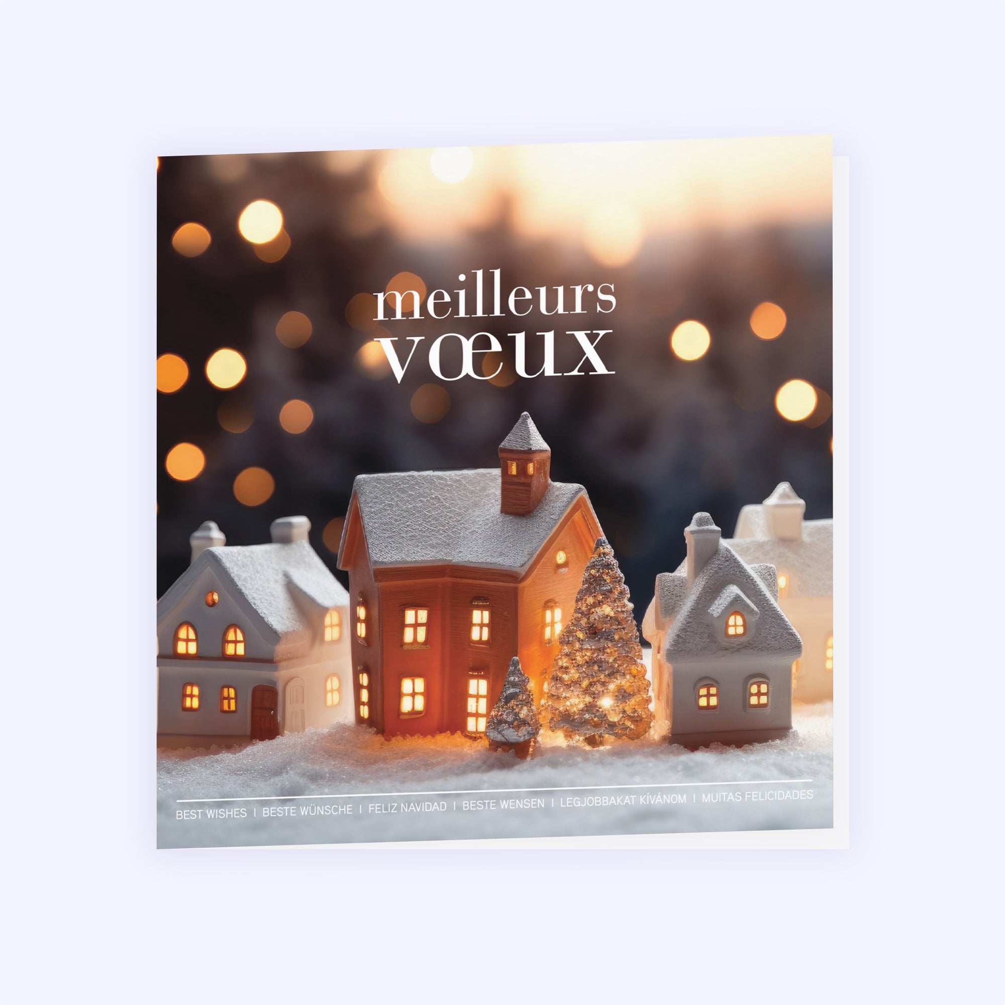Village de Noël | Vœux professionnels • Carte de voeux • Carré double photo N° 1