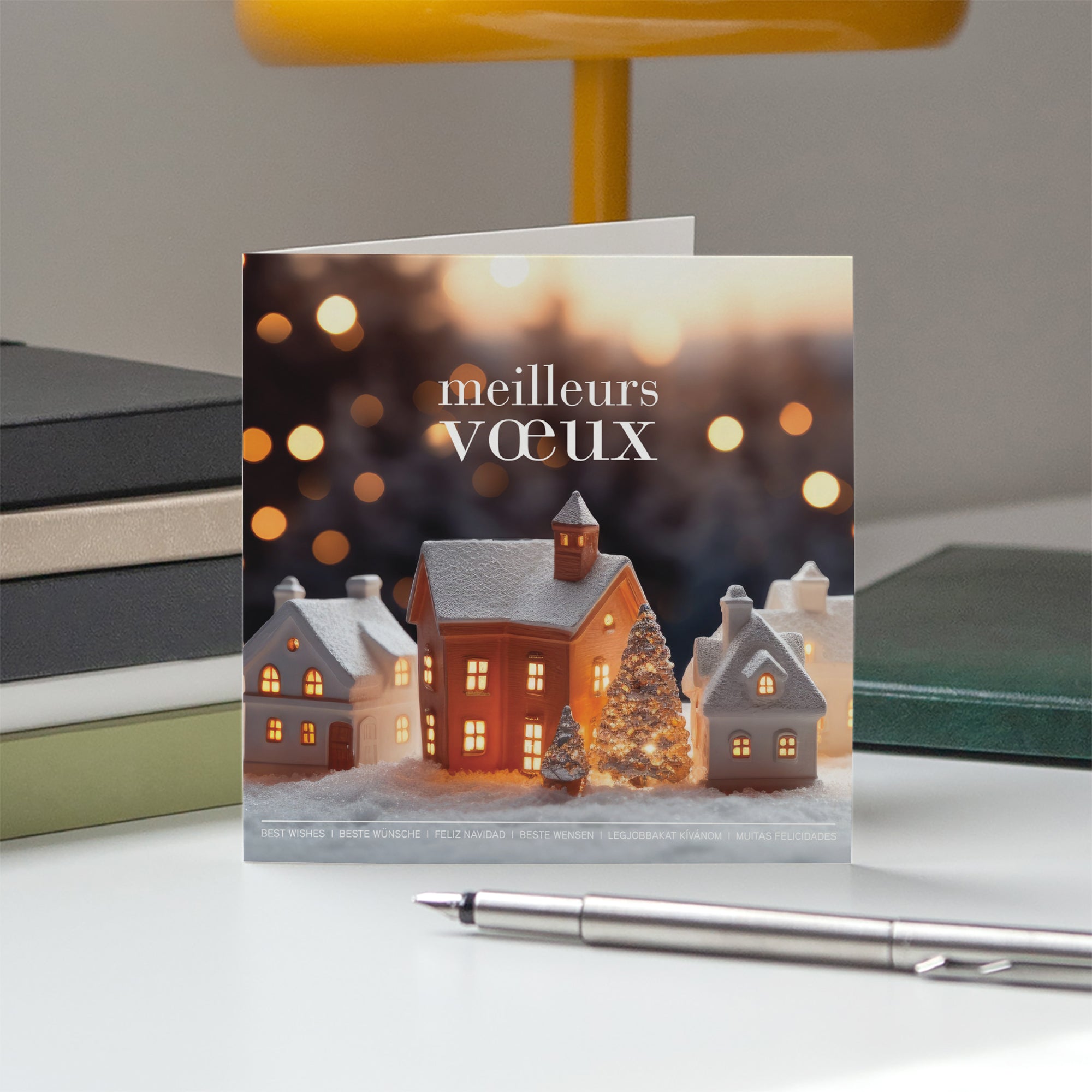 Village de Noël | Vœux professionnels • Carte de voeux • Carré double photo N° 5