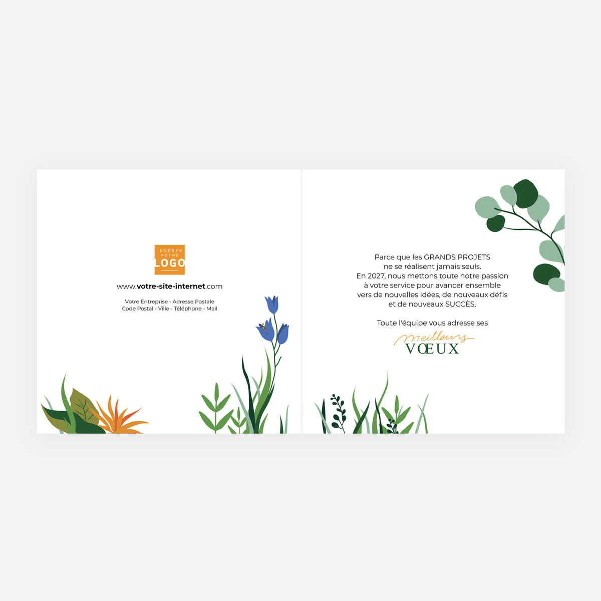 Millésime végétal | Vœux professionnels • Carte de voeux • Carré double photo N° 2