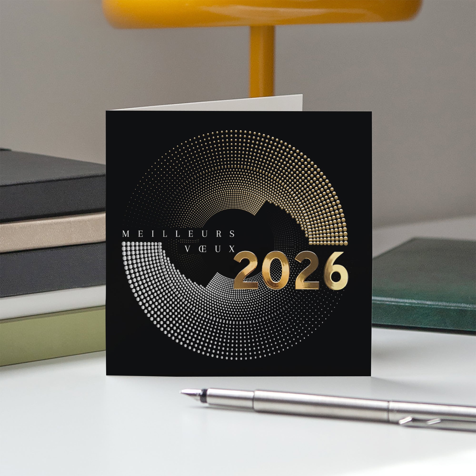 Rotation dorée | Vœux professionnels • Carte de voeux dorure • Carré double photo N° 5