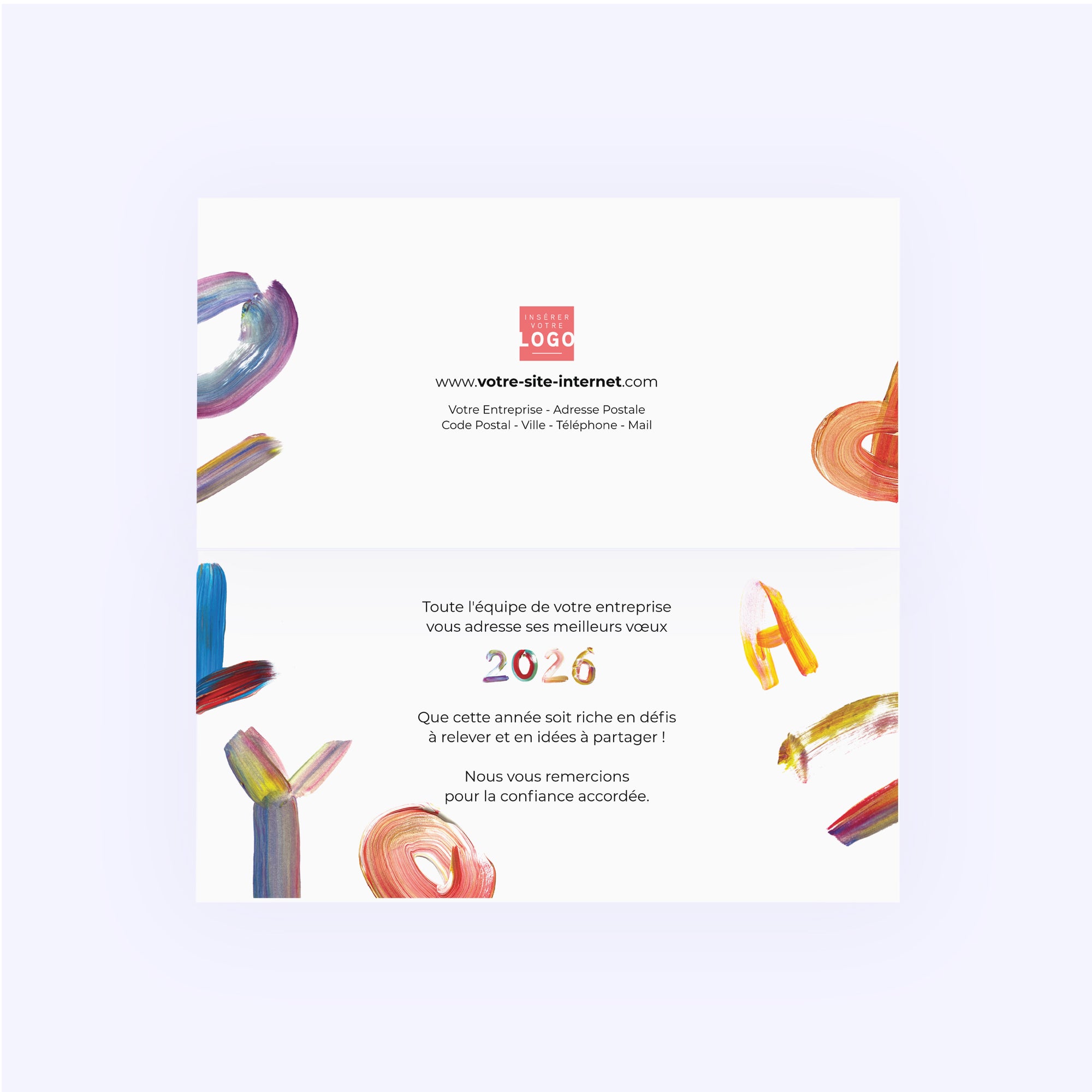 Peinture multicolore | Vœux professionnels • Carte de voeux • Rectangle double photo N° 2