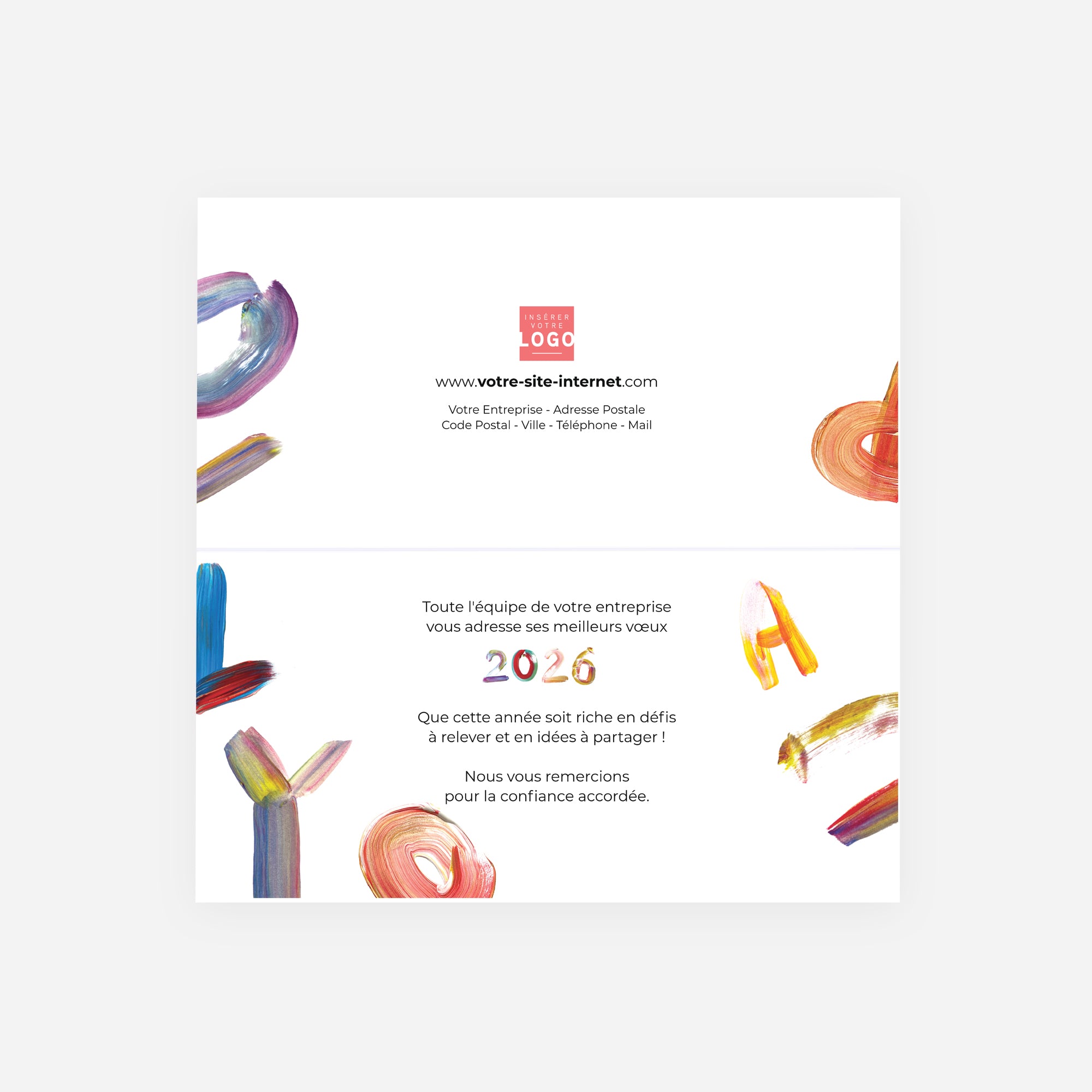 Peinture multicolore | Vœux professionnels • Carte de voeux • Rectangle double photo N° 2