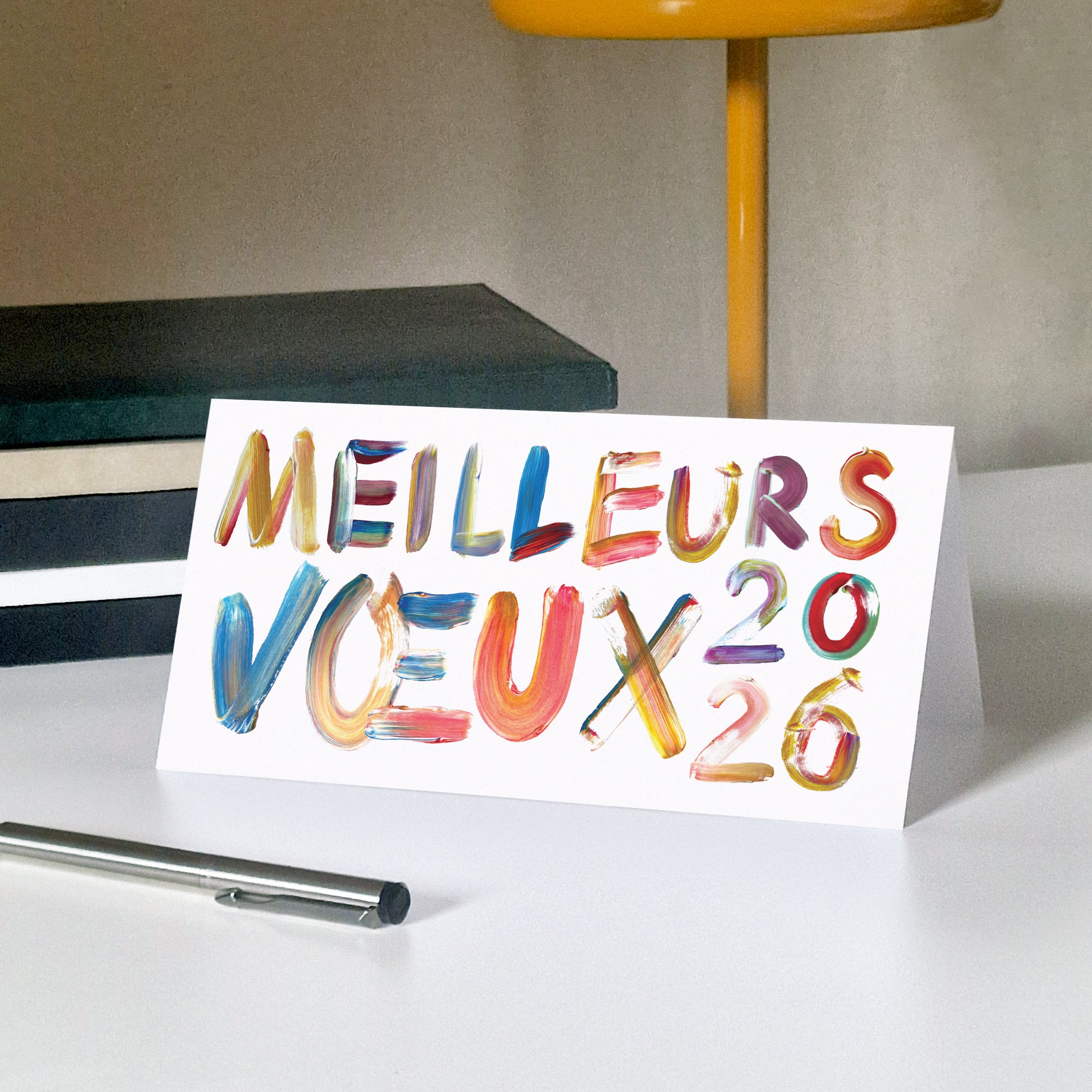 Peinture multicolore | Vœux professionnels • Carte de voeux • Rectangle double photo N° 5