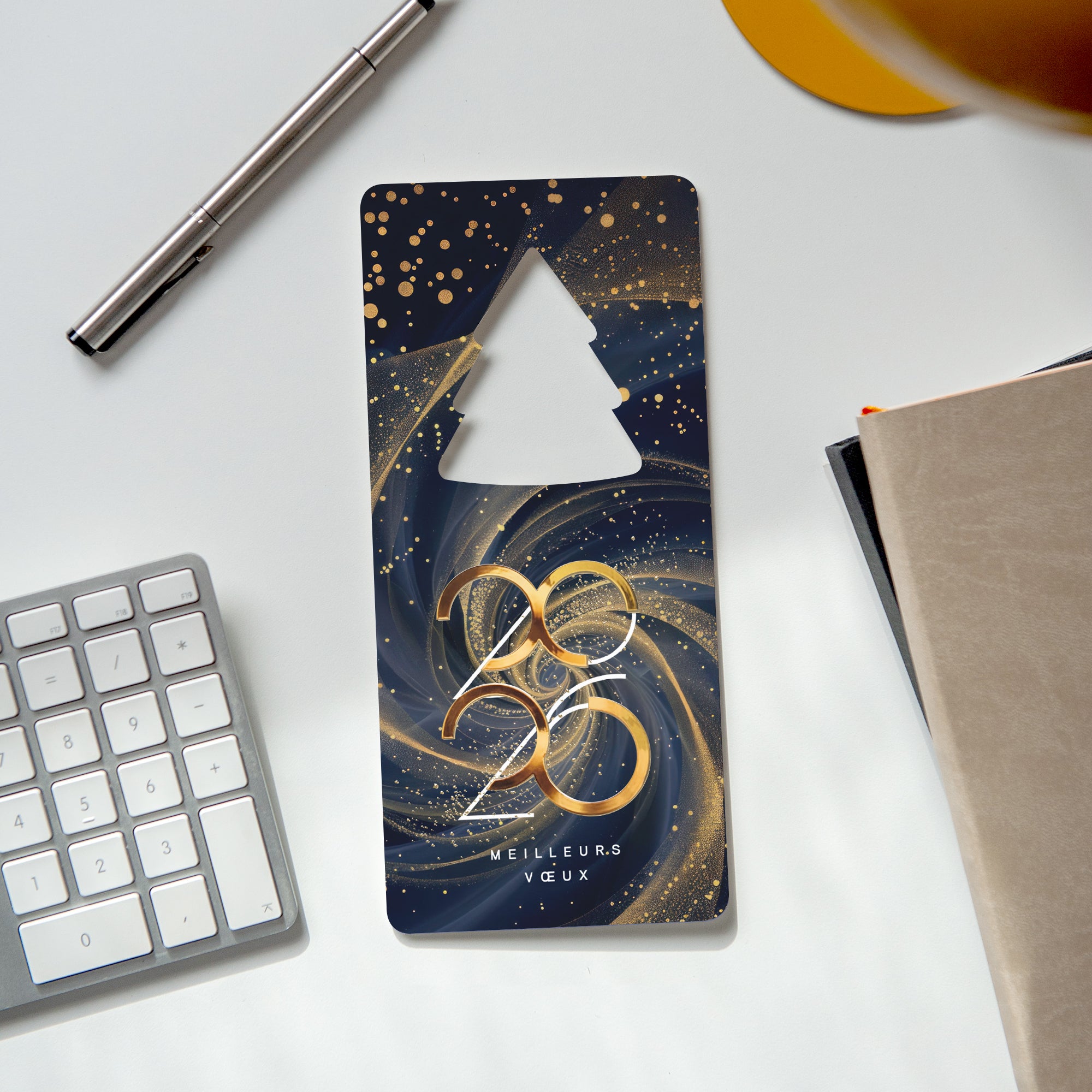 Galaxie | Vœux professionnels • Carte de voeux dorure • Vertical sapin photo N° 4