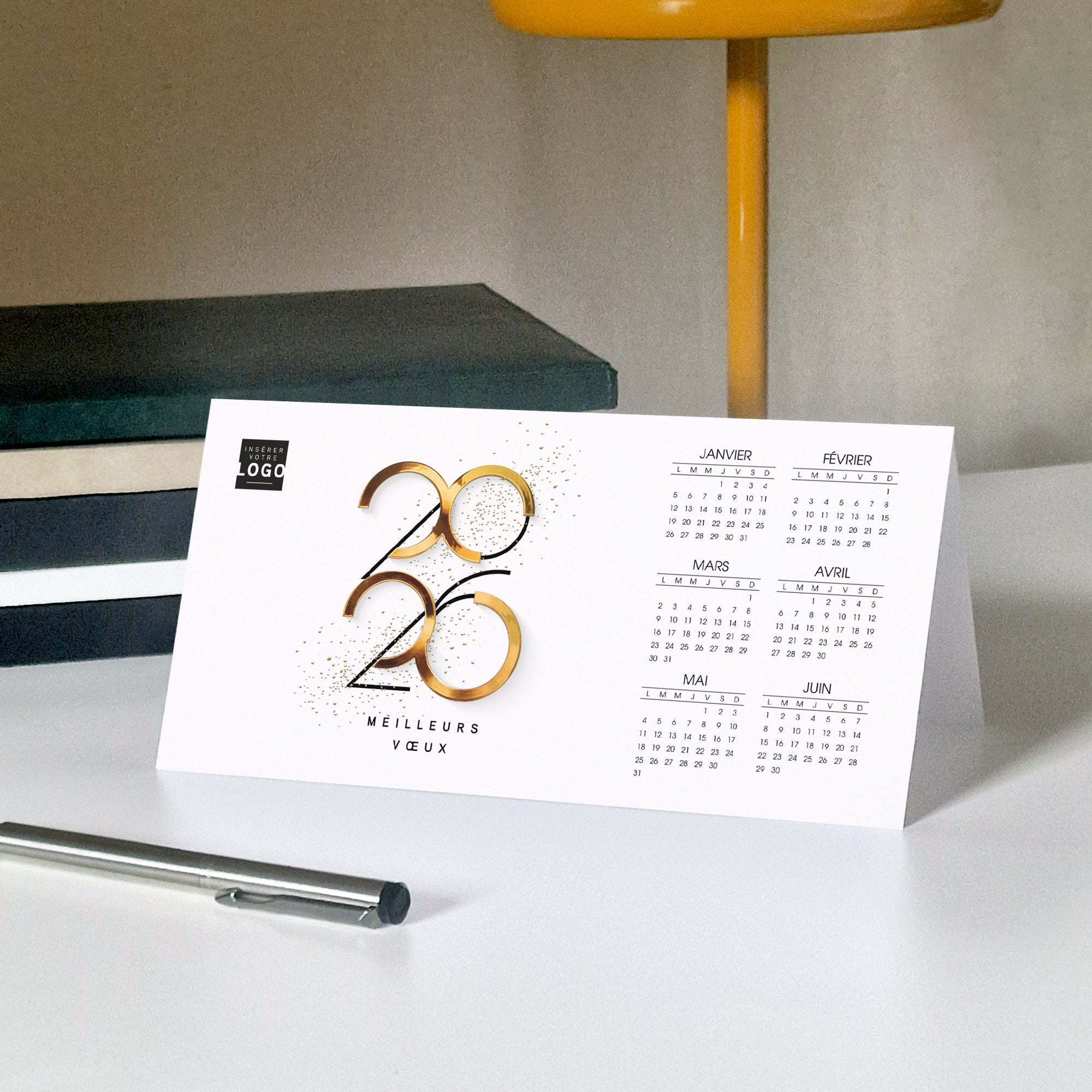 Graphique Style | Vœux professionnels • Calendrier professionnel • Rectangle double photo N° 5