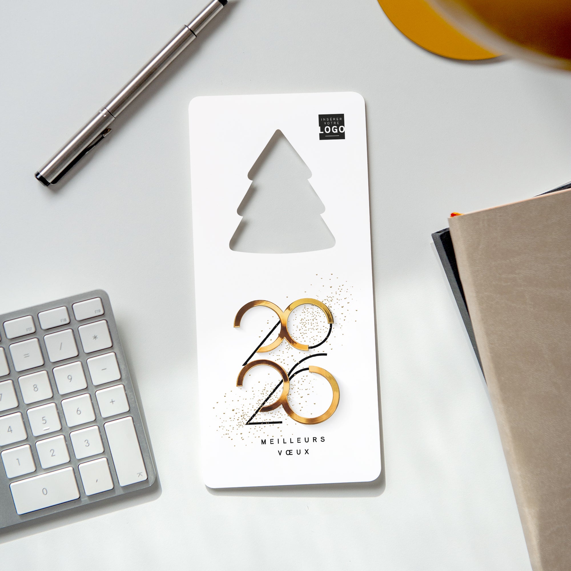 Graphique Style | Vœux professionnels • Carte de voeux dorure • Vertical sapin photo N° 4