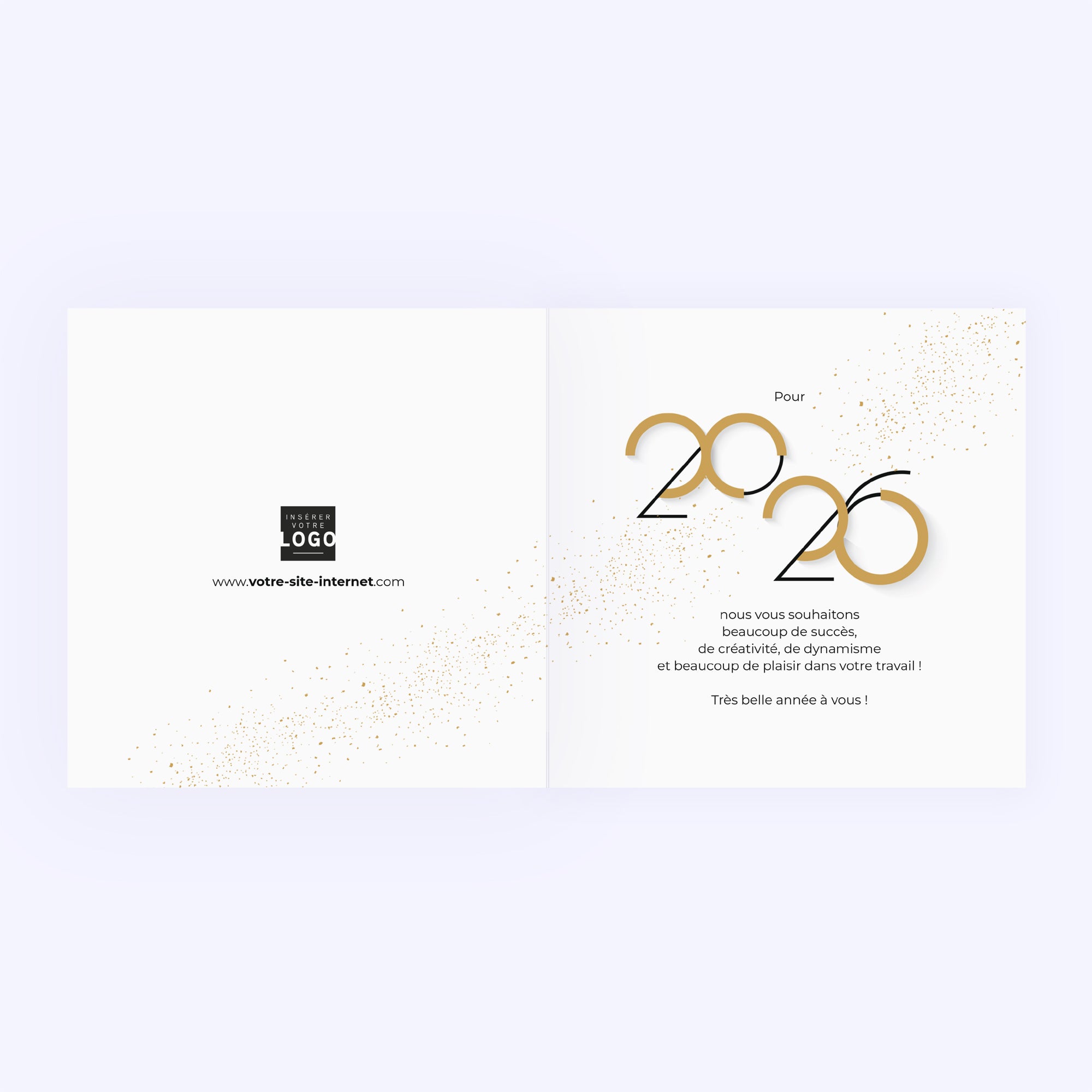 Graphique Style | Vœux professionnels • Carte de voeux dorure • Carré double photo N° 2