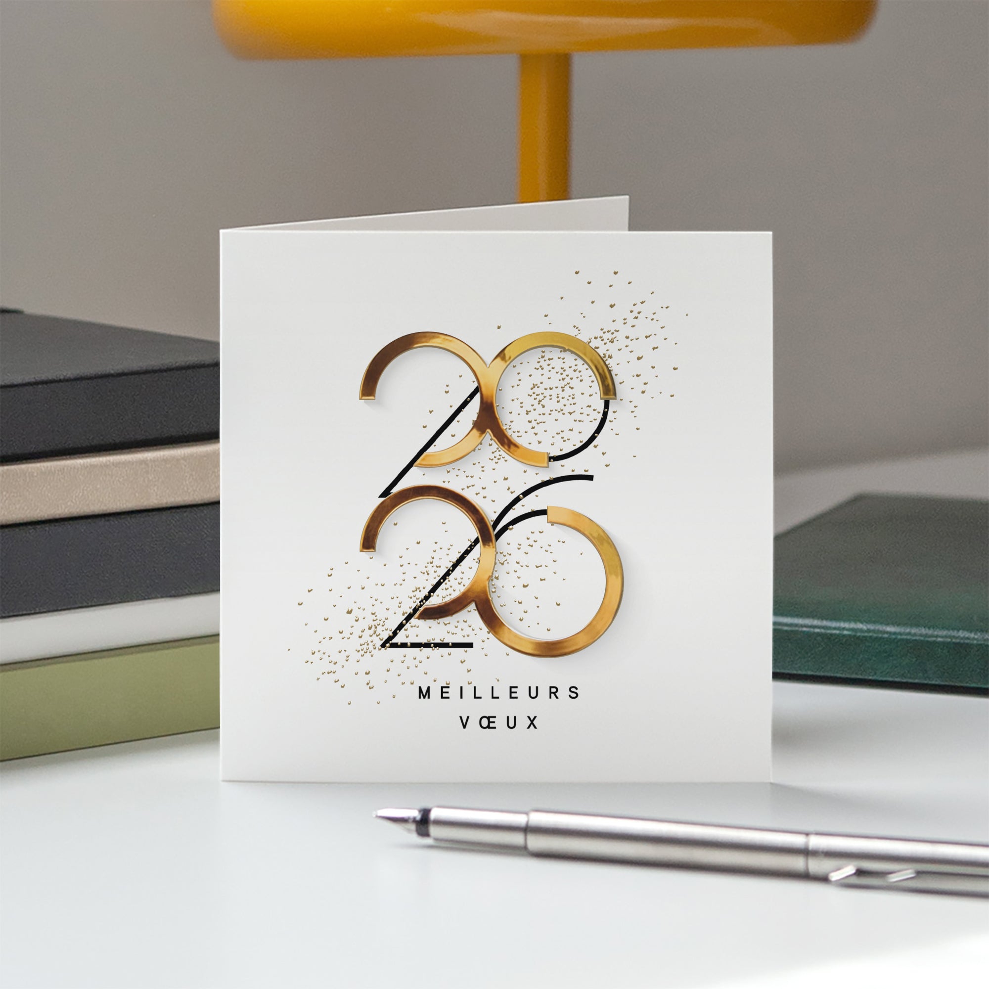 Graphique Style | Vœux professionnels • Carte de voeux dorure • Carré double photo N° 5