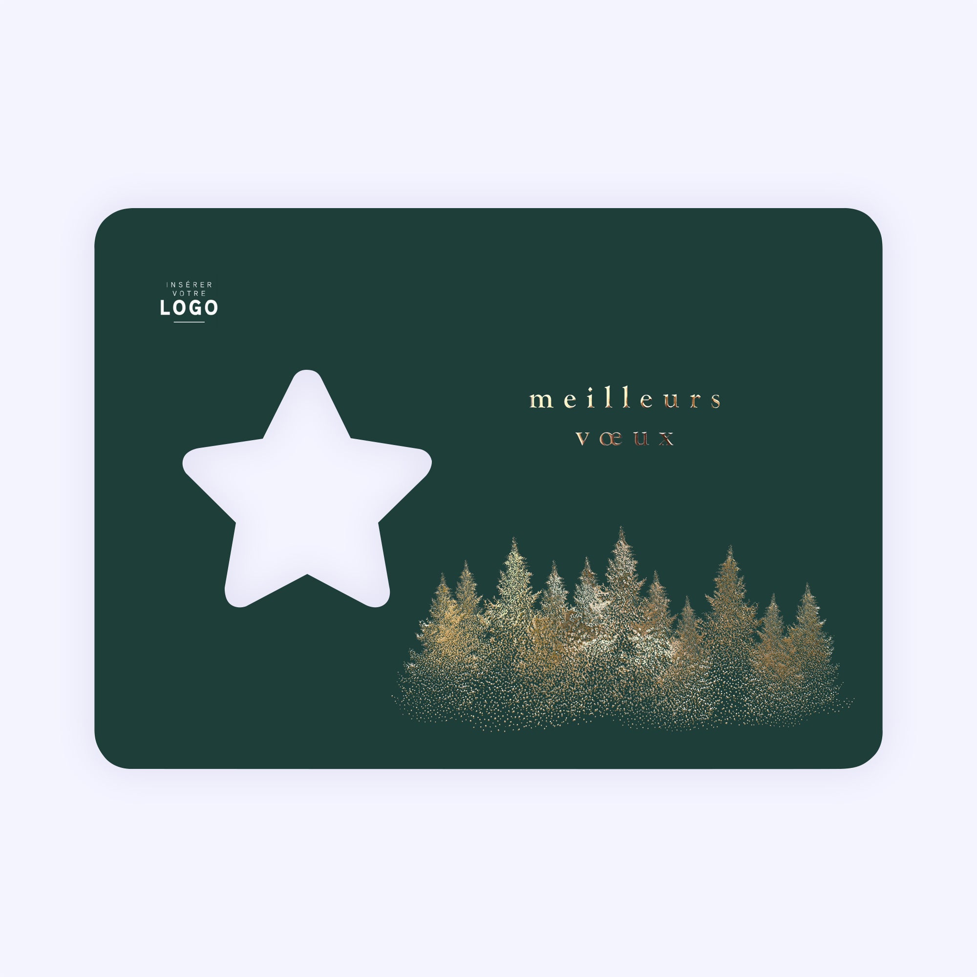 Paillettes de sapins | Vœux professionnels • Carte de voeux dorure • Horizontal étoile photo N° 1