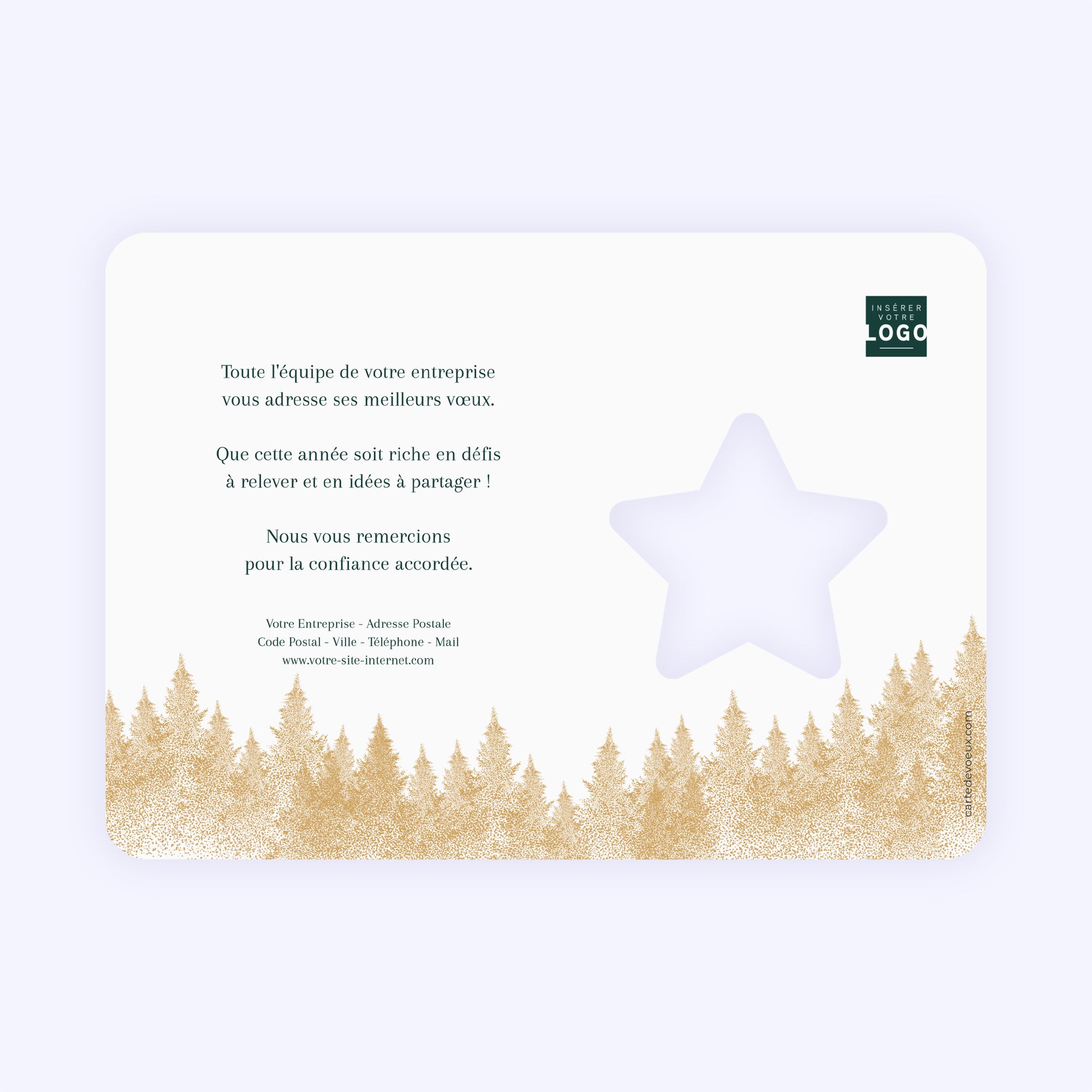 Paillettes de sapins | Vœux professionnels • Carte de voeux dorure • Horizontal étoile photo N° 2