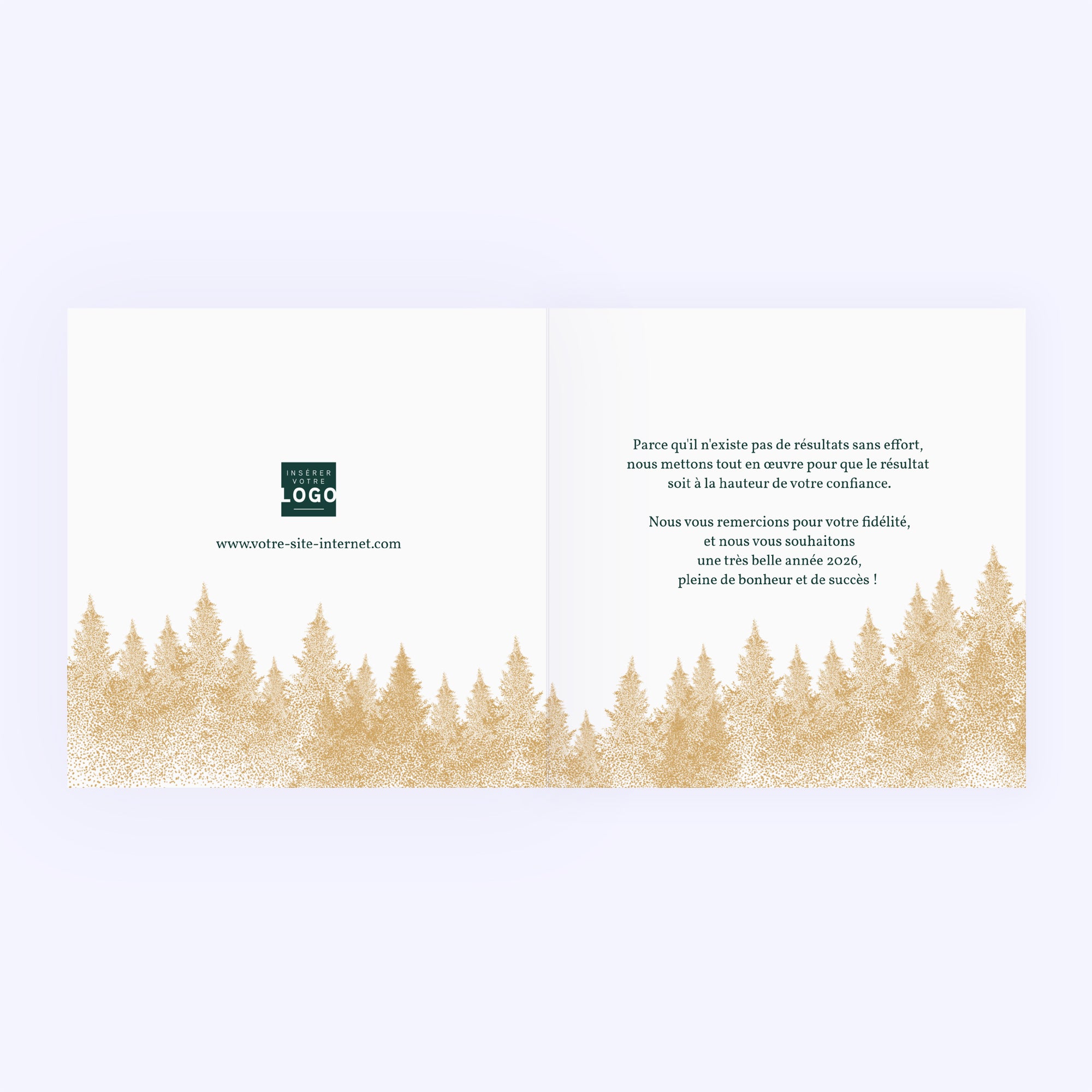 Paillettes de sapins | Vœux professionnels • Carte de voeux dorure • Carré double photo N° 2