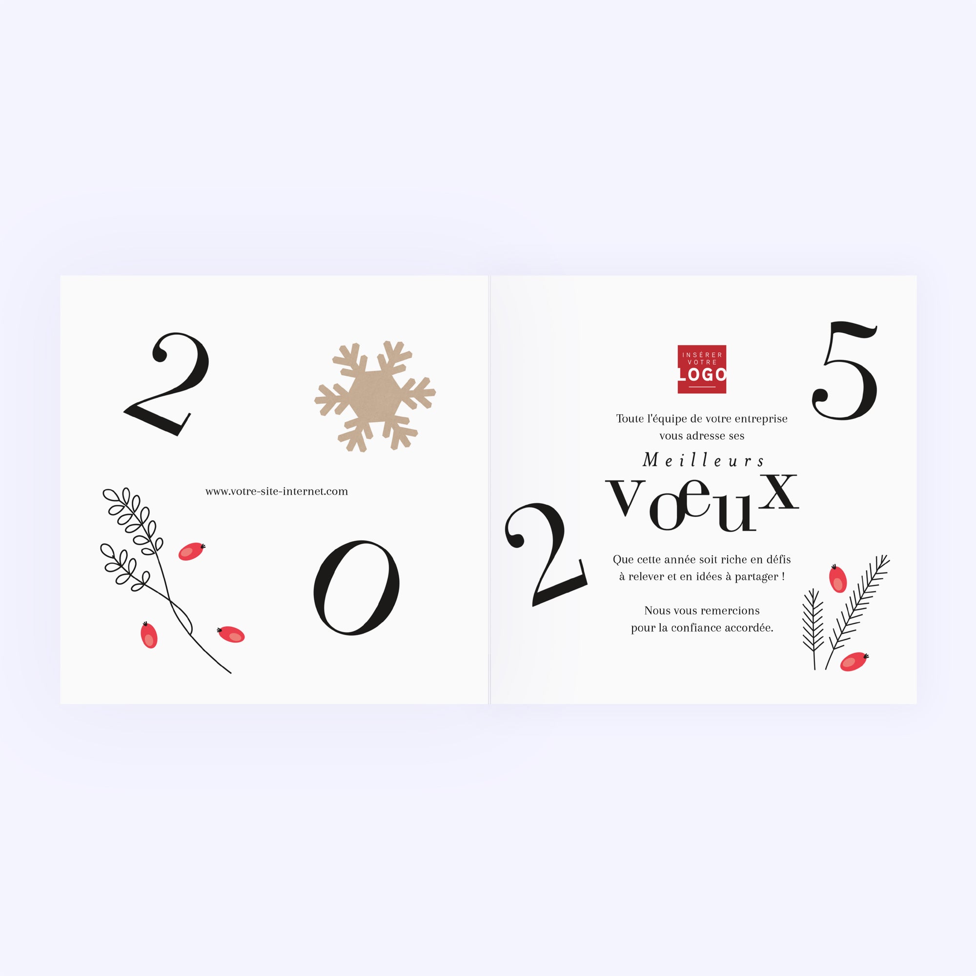 Flocon de Noël | Vœux professionnels • Carte de voeux • Carré double photo N° 2