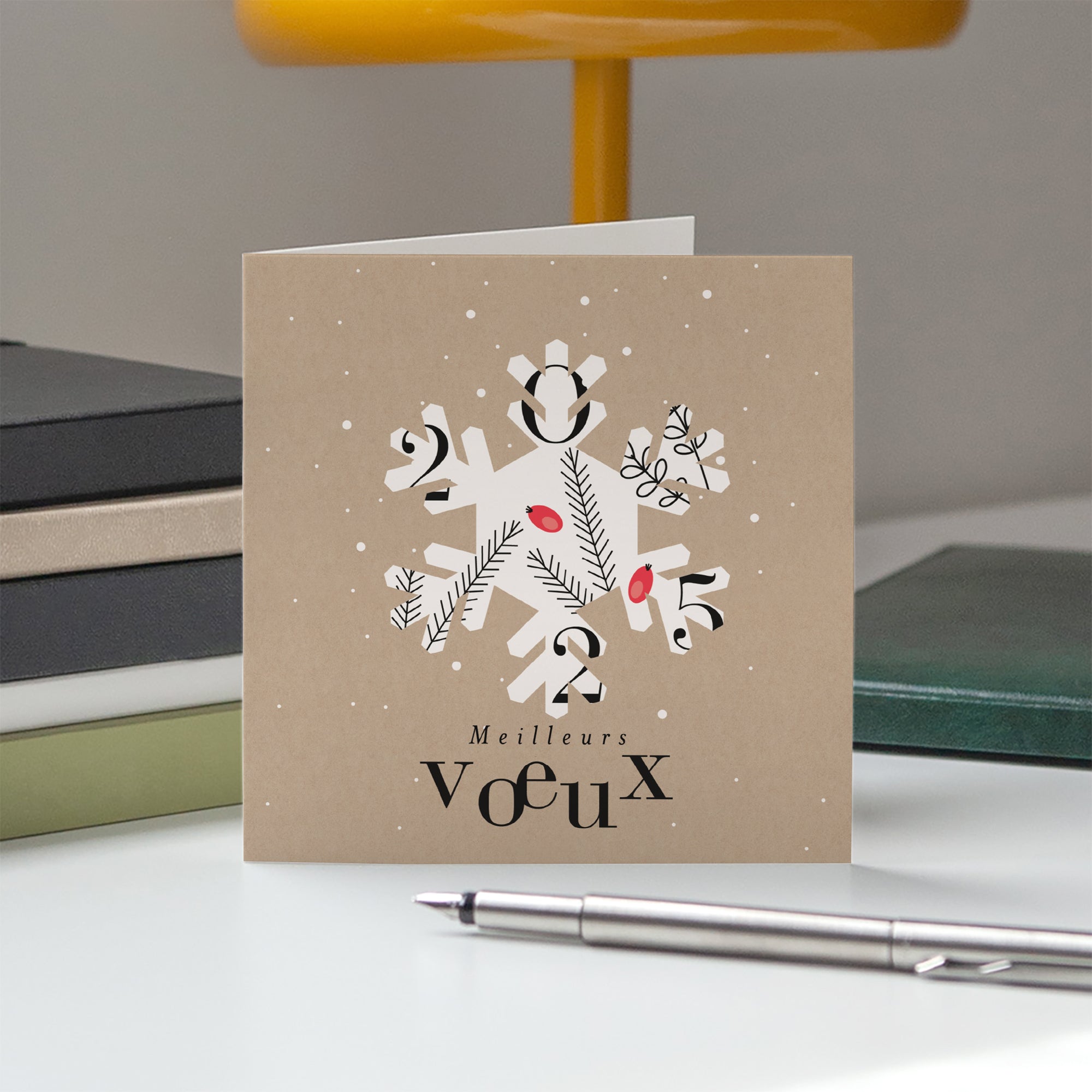 Flocon de Noël | Vœux professionnels • Carte de voeux • Carré double photo N° 5
