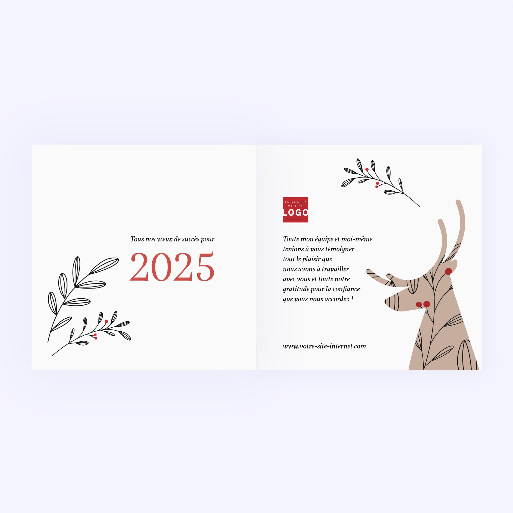 Renne de Noël | Vœux professionnels • Carte de voeux • Carré double photo N° 2