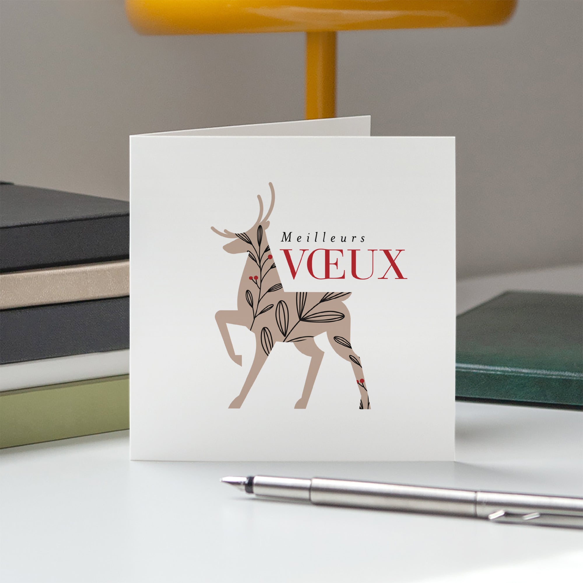 Renne de Noël | Vœux professionnels • Carte de voeux • Carré double photo N° 5