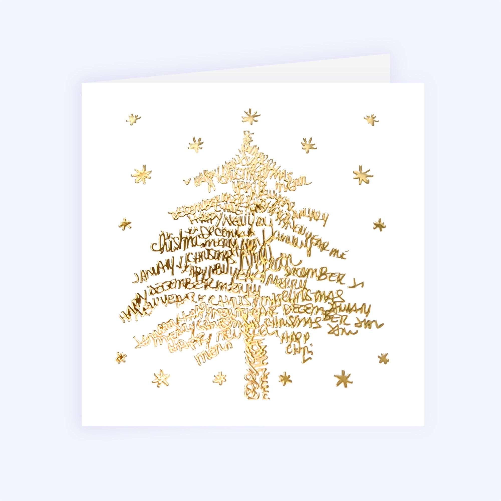 Ecriture sapin | Vœux professionnels • Carte de voeux dorure • Carré double photo N° 1