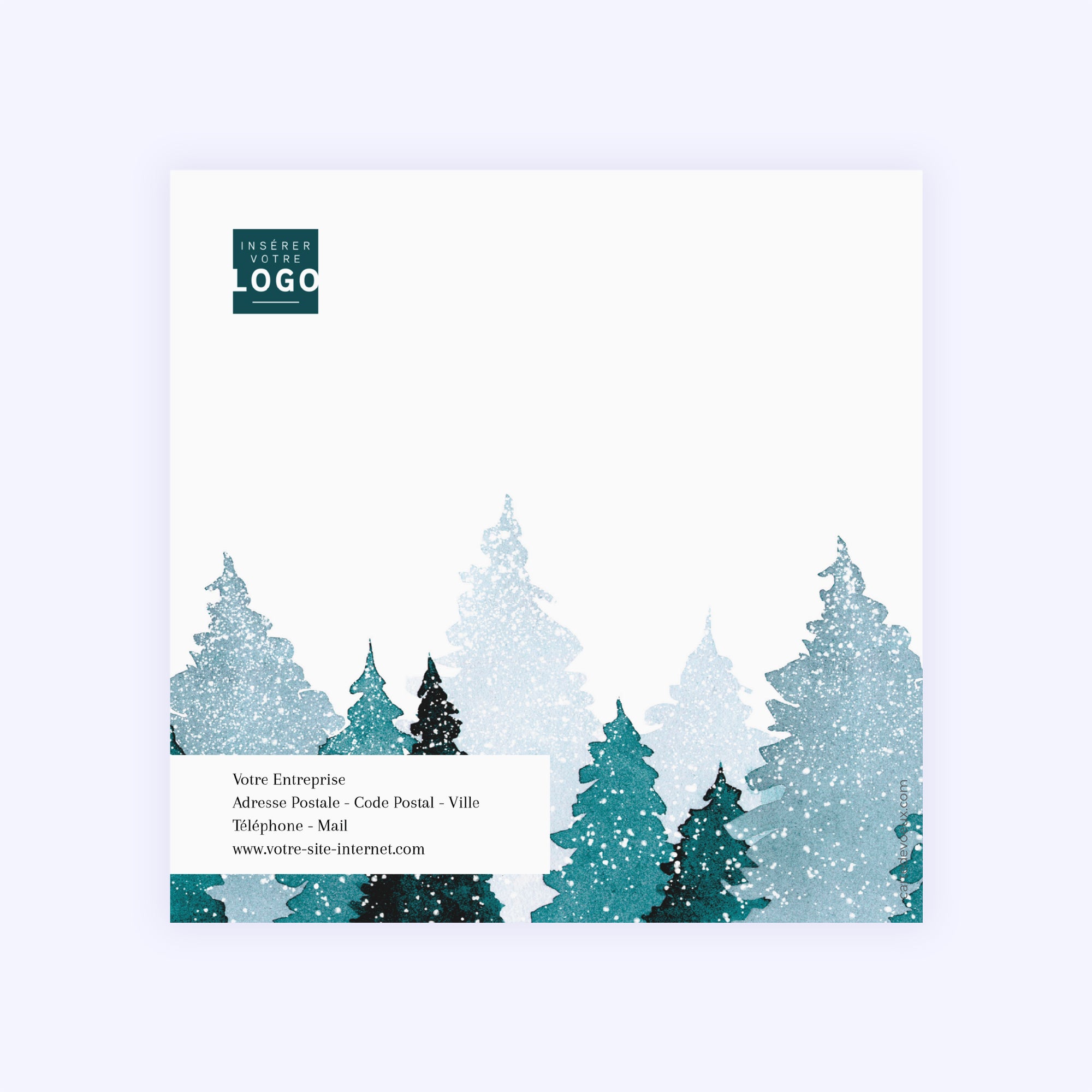 Aquarelle Sapins bleus | Vœux professionnels • Carte de voeux • Carré double photo N° 3