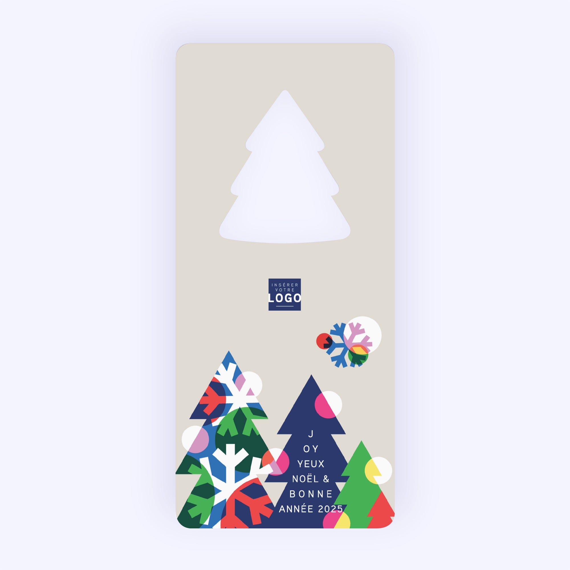 Sapins flocons graphiques | Vœux professionnels • Carte de voeux • Vertical sapin photo N° 1