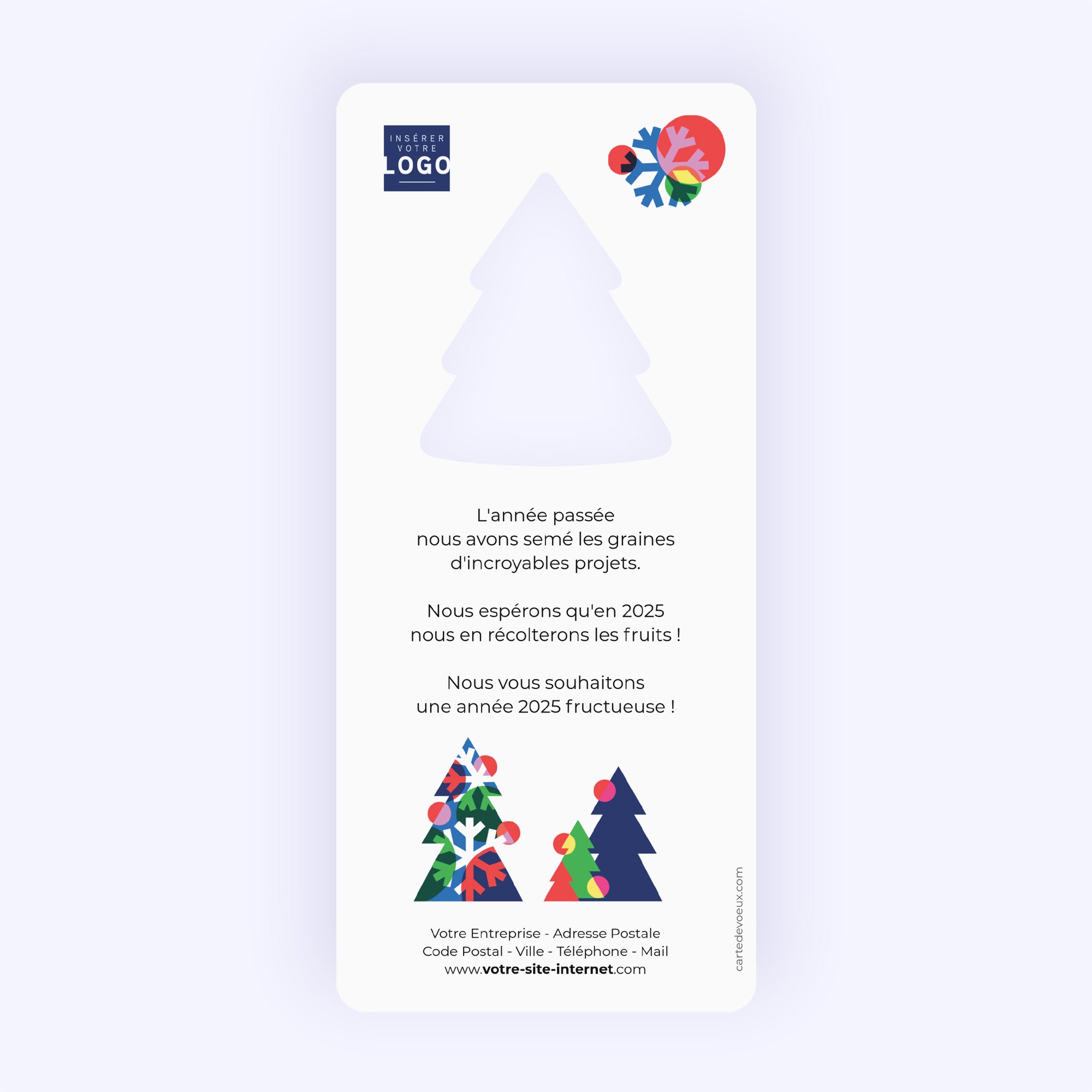 Sapins flocons graphiques | Vœux professionnels • Carte de voeux • Vertical sapin photo N° 2