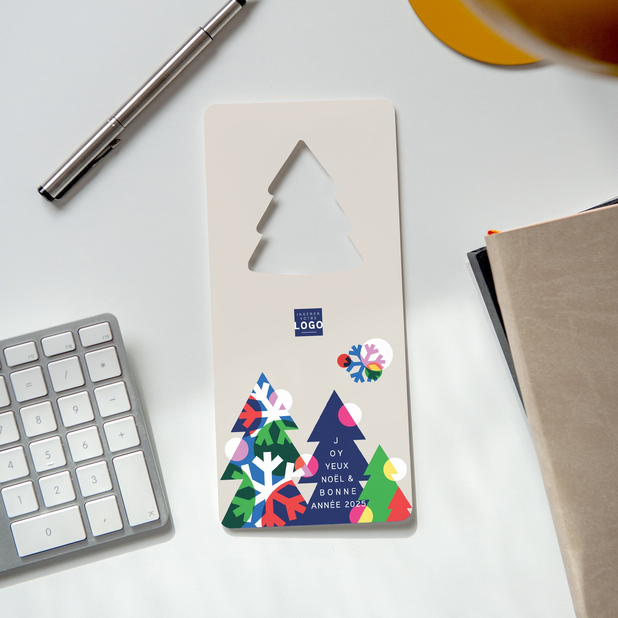 Sapins flocons graphiques | Vœux professionnels • Carte de voeux • Vertical sapin photo N° 4