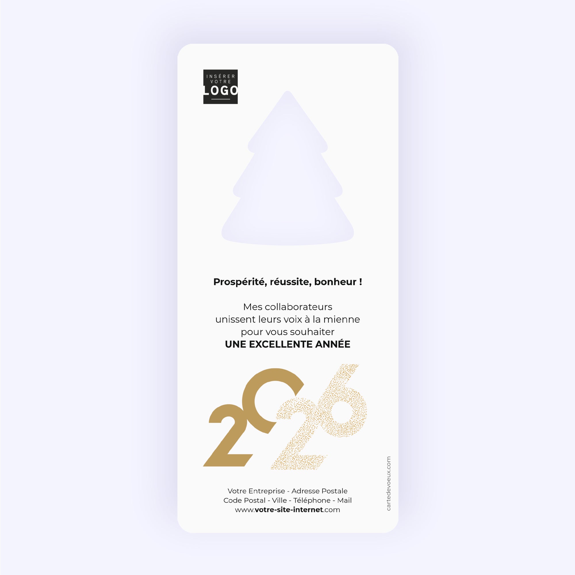 Elégance dorée | Vœux professionnels • Carte de voeux dorure • Vertical sapin photo N° 2