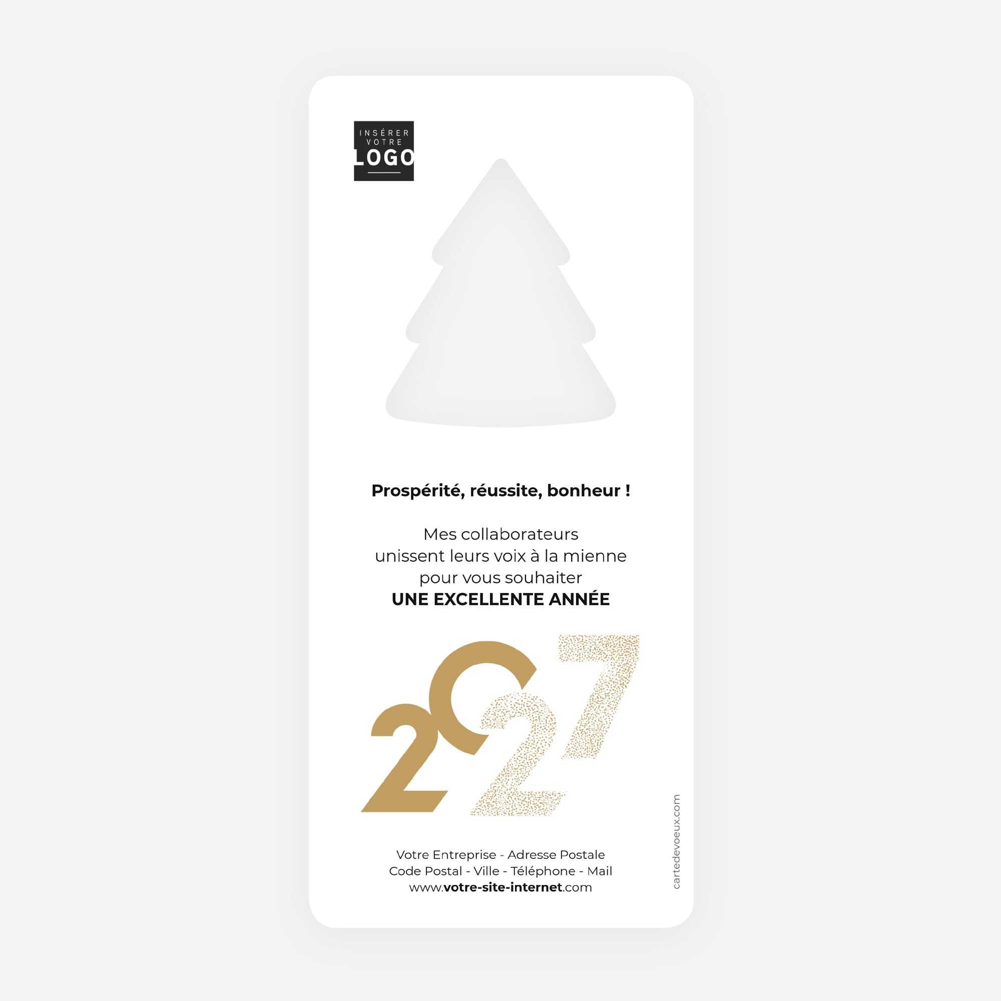 Elégance dorée | Vœux professionnels • Carte de voeux dorure • Vertical sapin photo N° 2