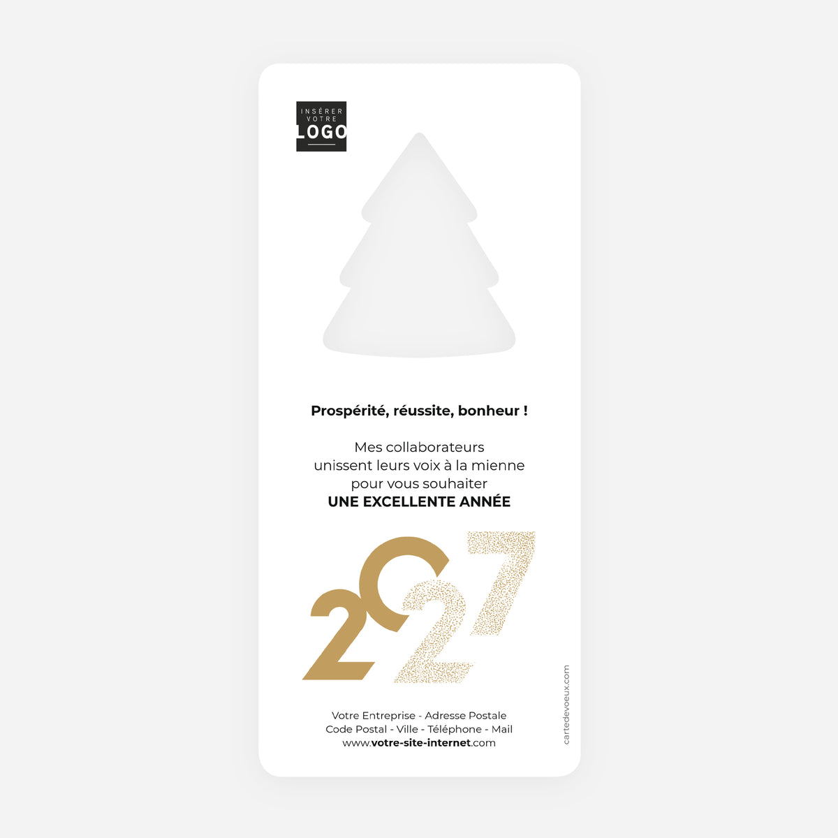 Elégance dorée | Vœux professionnels • Carte de voeux dorure • Sapin découpé photo N° 2