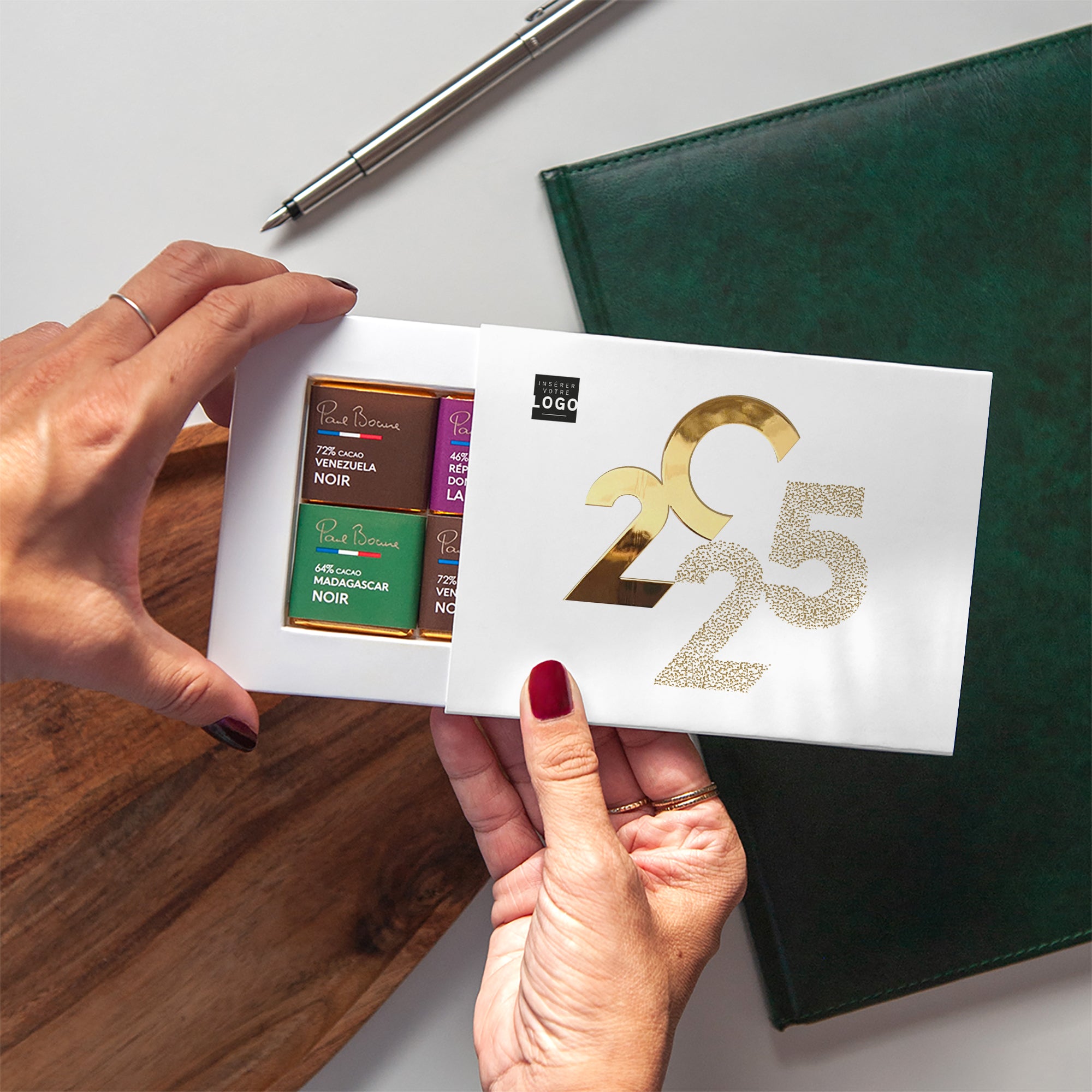 Elégance dorée | Vœux professionnels • Carte chocolats photo N° 2