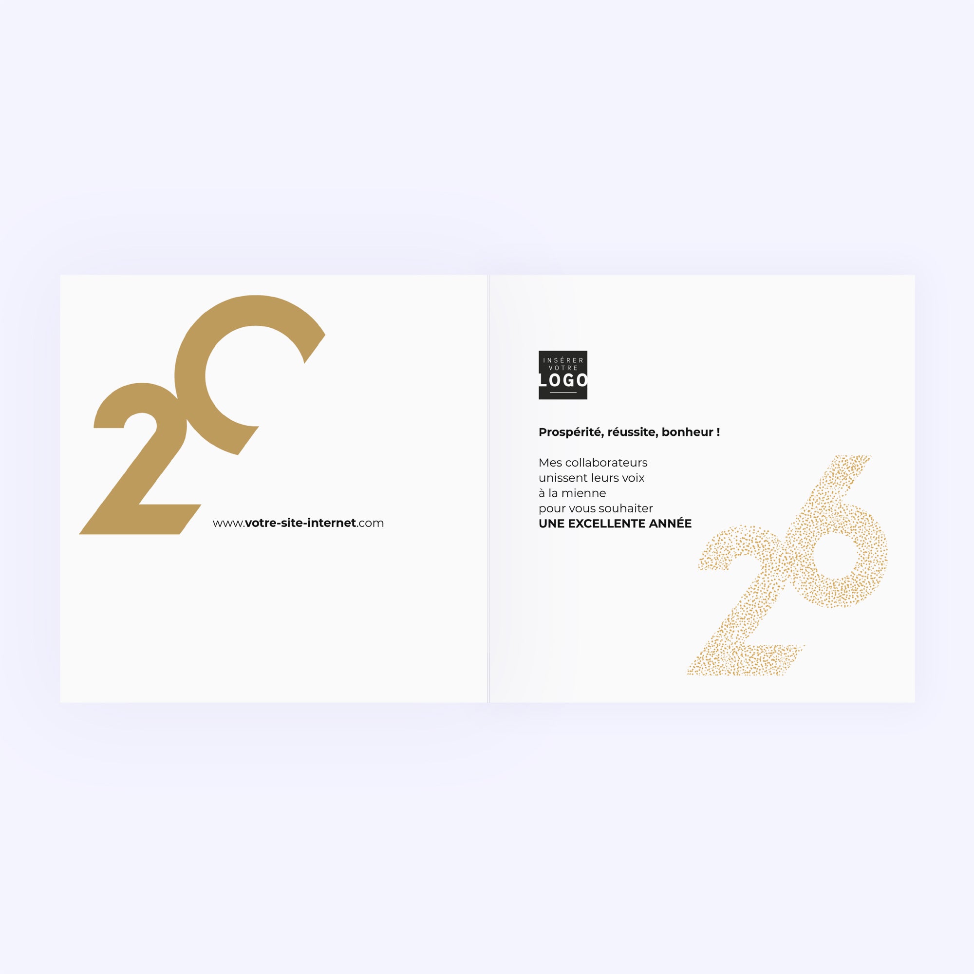 Elégance dorée | Vœux professionnels • Carte de voeux dorure • Carré double photo N° 2