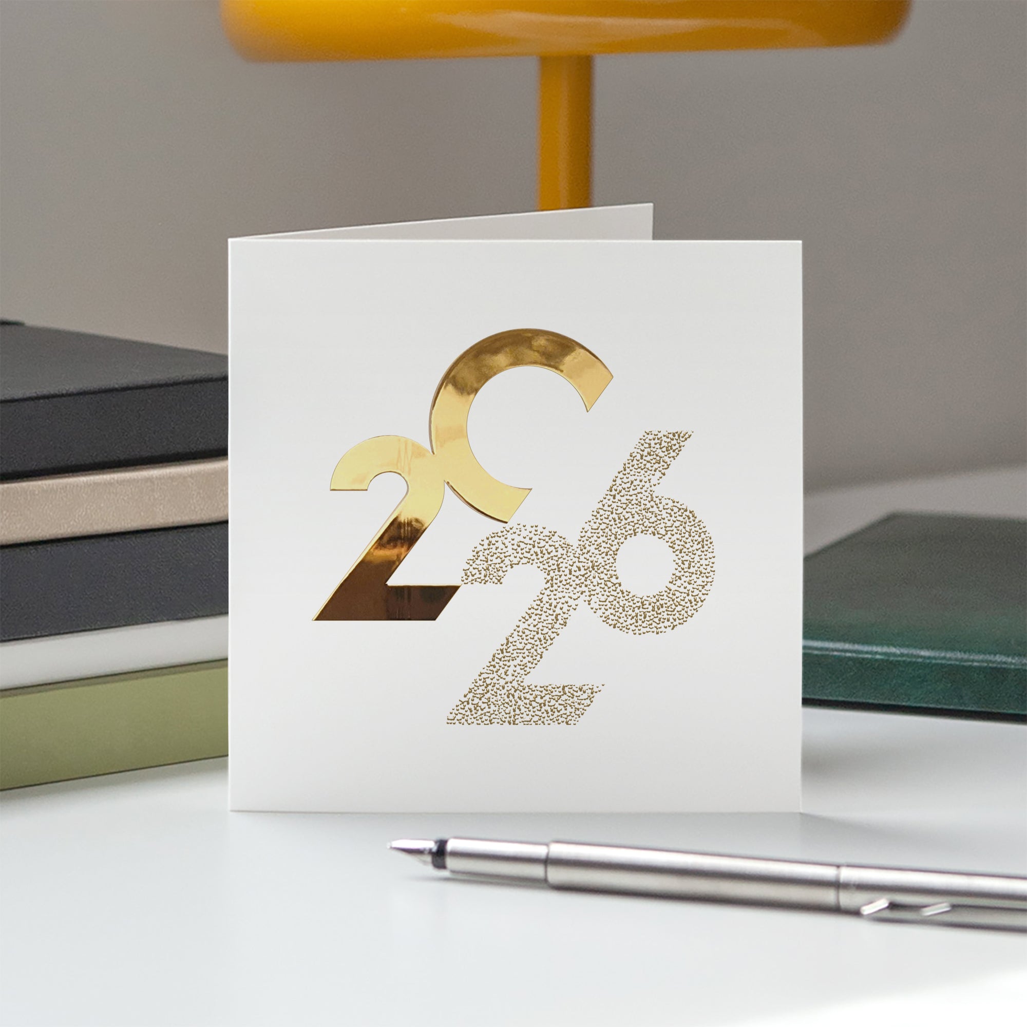 Elégance dorée | Vœux professionnels • Carte de voeux dorure • Carré double photo N° 5