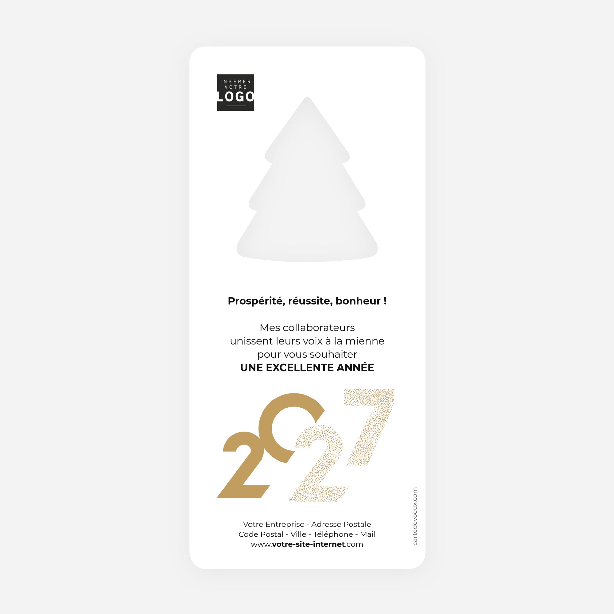 Elégance noire dorée | Vœux professionnels • Carte de voeux dorure • Vertical sapin photo N° 2
