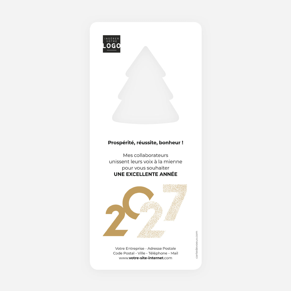 Elégance noire dorée | Vœux professionnels • Carte de voeux dorure • Sapin découpé photo N° 2