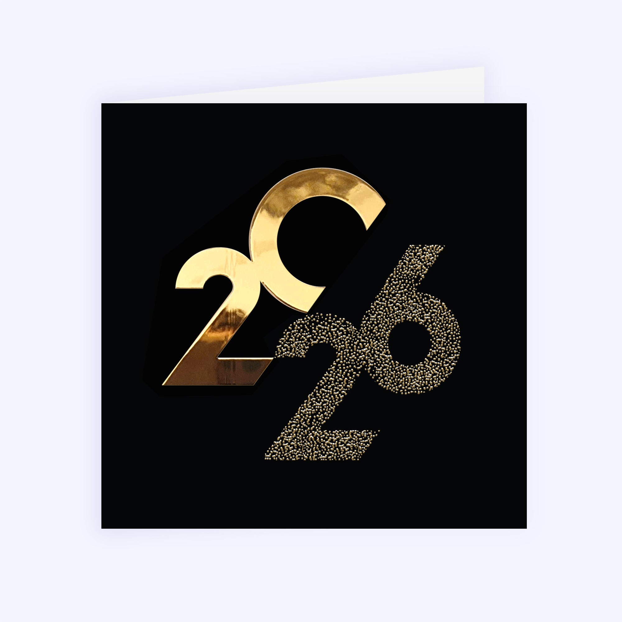 Elégance noire dorée | Vœux professionnels • Carte de voeux dorure • Carré double photo N° 1