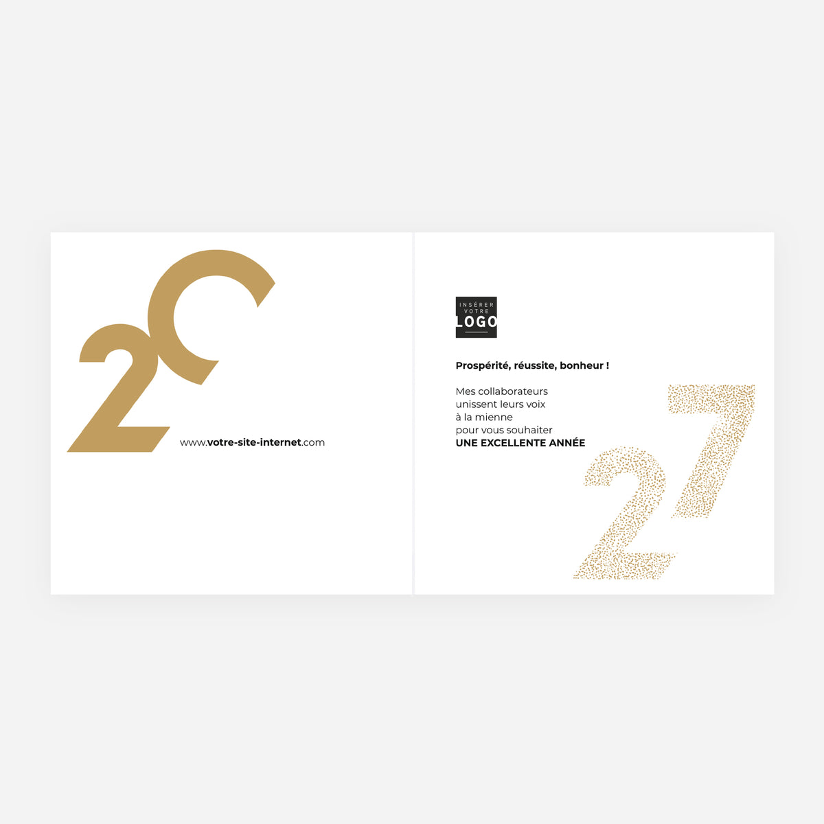 Elégance noire dorée | Vœux professionnels • Carte de voeux dorure • Carré double photo N° 2