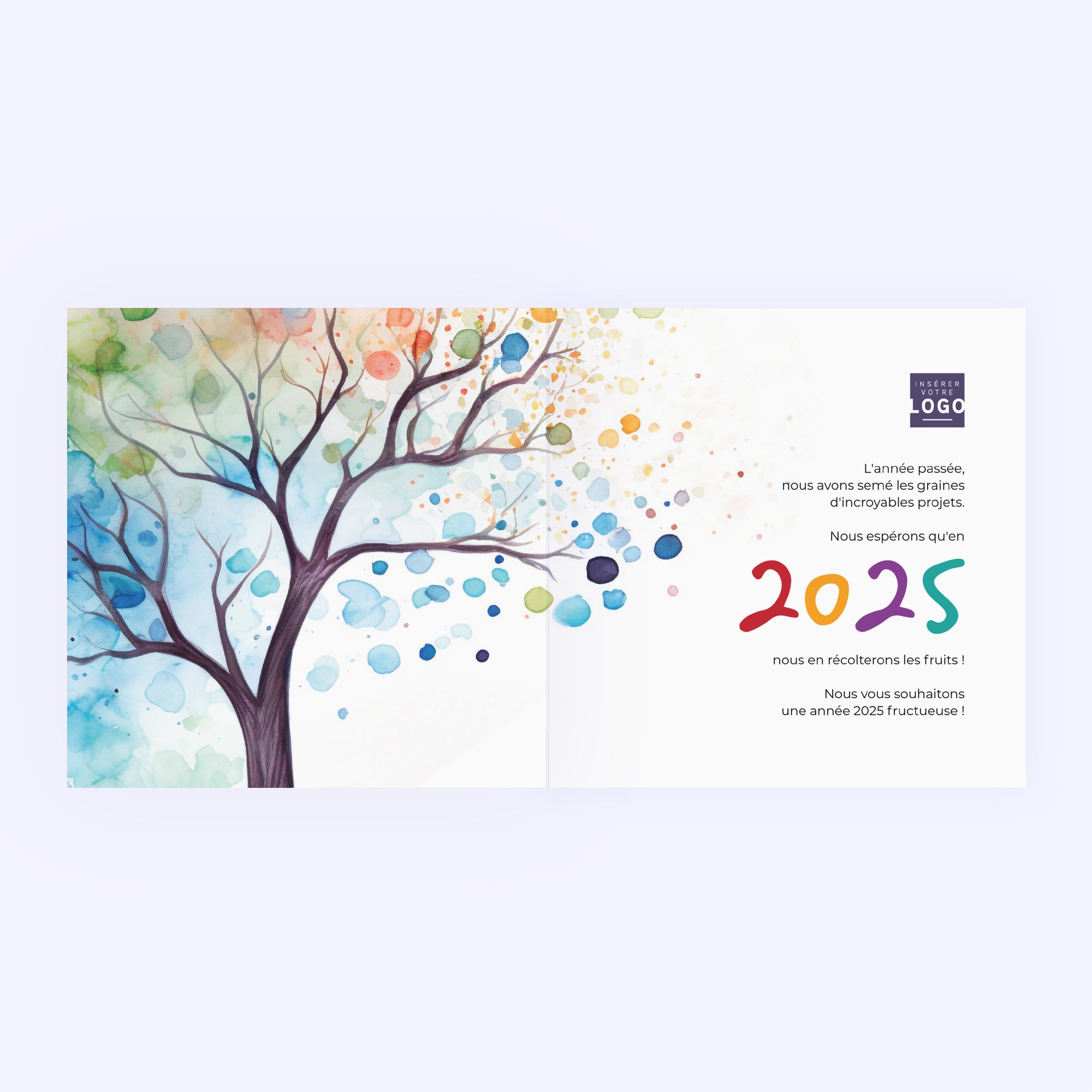 The watercolour tree | Vœux professionnels • Carte de voeux • Carré double photo N° 2