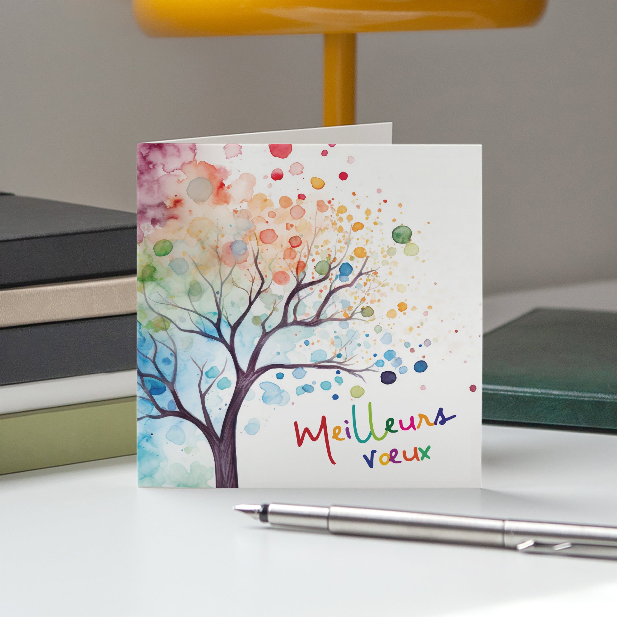 The watercolour tree | Vœux professionnels • Carte de voeux • Carré double photo N° 5