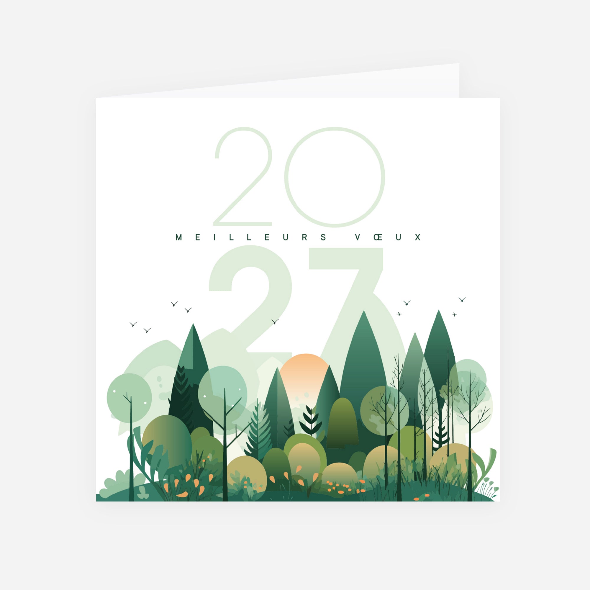 Forest graphik | Vœux professionnels • Carte de voeux • Carré double photo N° 1